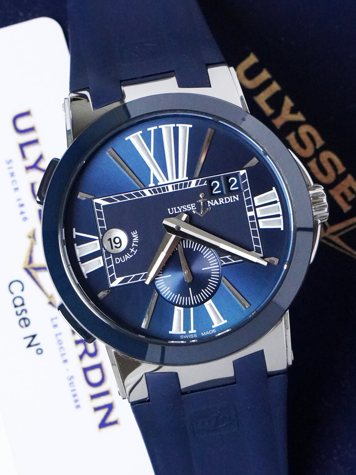 Ulysse Nardin Executive Dual Time 243-00-3/43 - Stainless Steel, Blue Dial, Automatic, Full Set (2015)