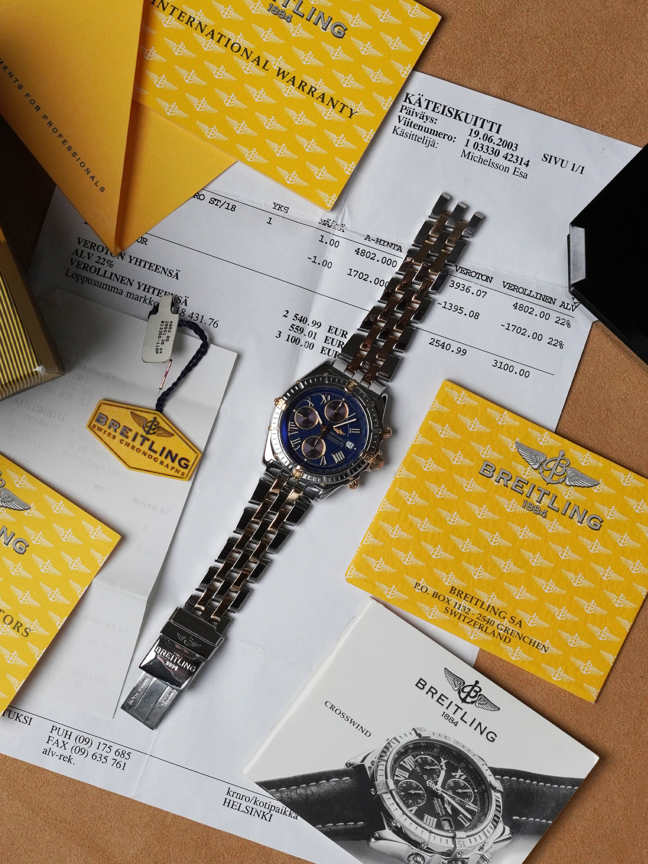 Breitling Crosswind Chronograph B13355 - Two-Tone, Blue Dial, Automatic, Full Set (2003)