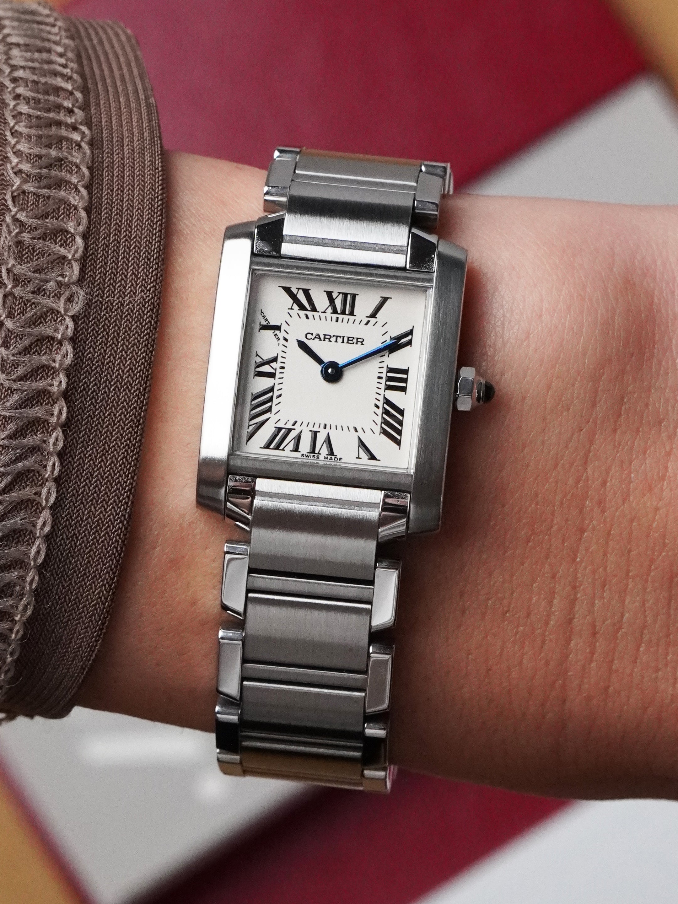 Cartier Tank Française 2384 - Stainless Steel, White Dial, Quartz, Full Set (2004)