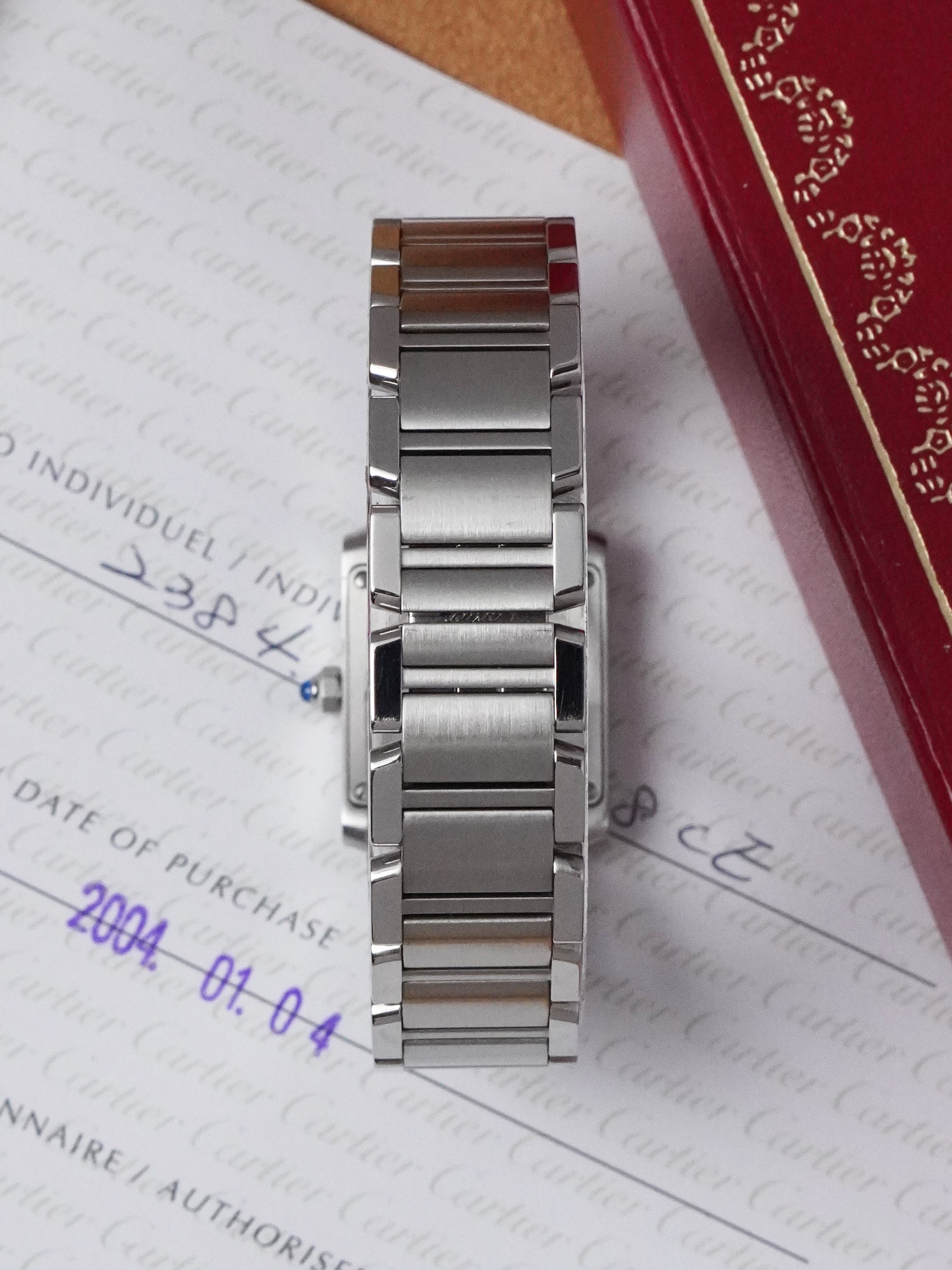 Cartier Tank Française 2384 - Stainless Steel, White Dial, Quartz, Full Set (2004)