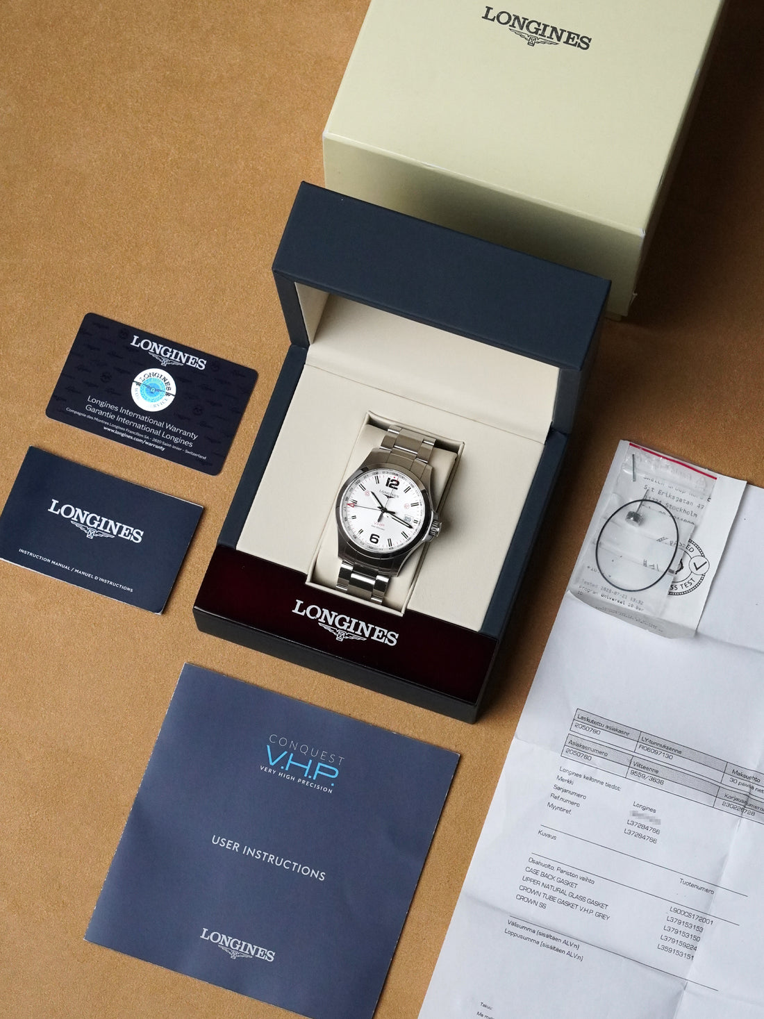 Longines Conquest V.H.P. GMT L3.728.4.76.6 - Stainless Steel, White Dial, Full Set (2022)