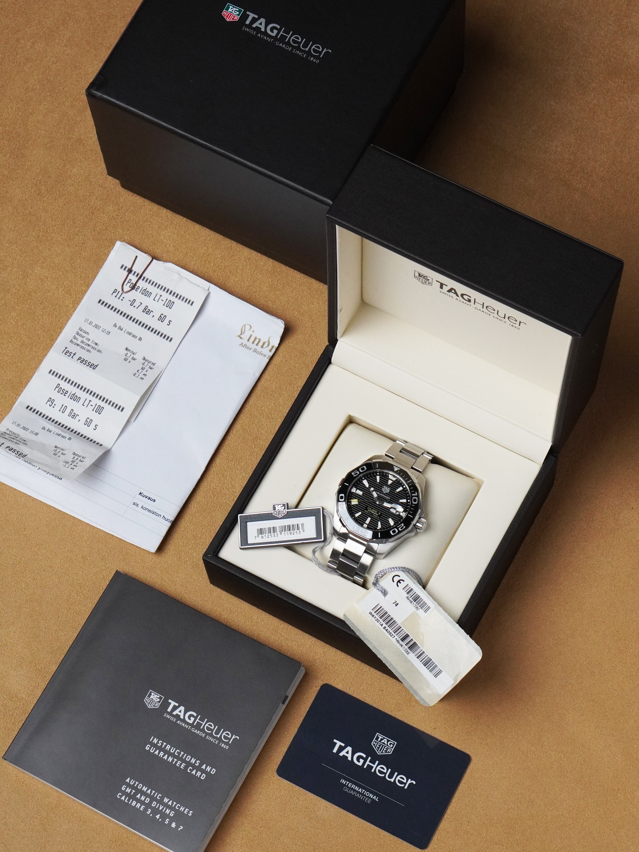 TAG Heuer Aquaracer 300M WAY201A.BA0927 - Stainless Steel, Black Dial, Automatic, Full Set (2017)