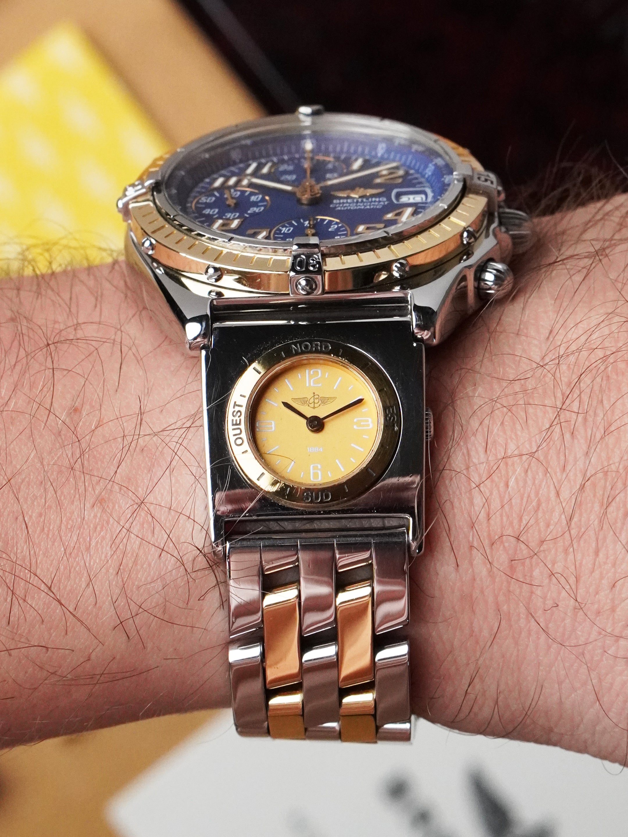 Breitling Chronomat UTC B13050.1 - Gold/Steel, Blue Dial, Automatic, Full Set (1997)