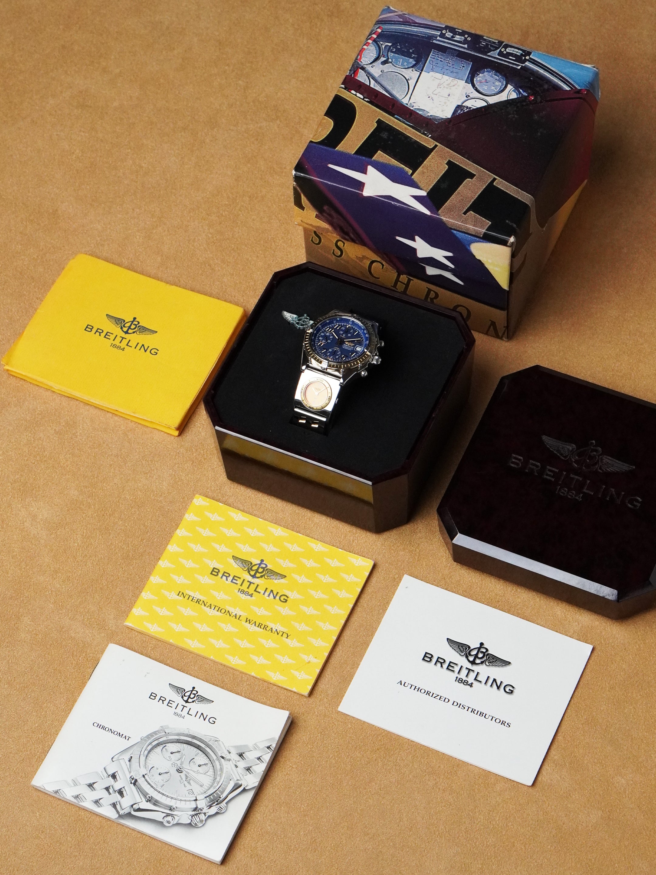 Breitling Chronomat UTC B13050.1 - Gold/Steel, Blue Dial, Automatic, Full Set (1997)