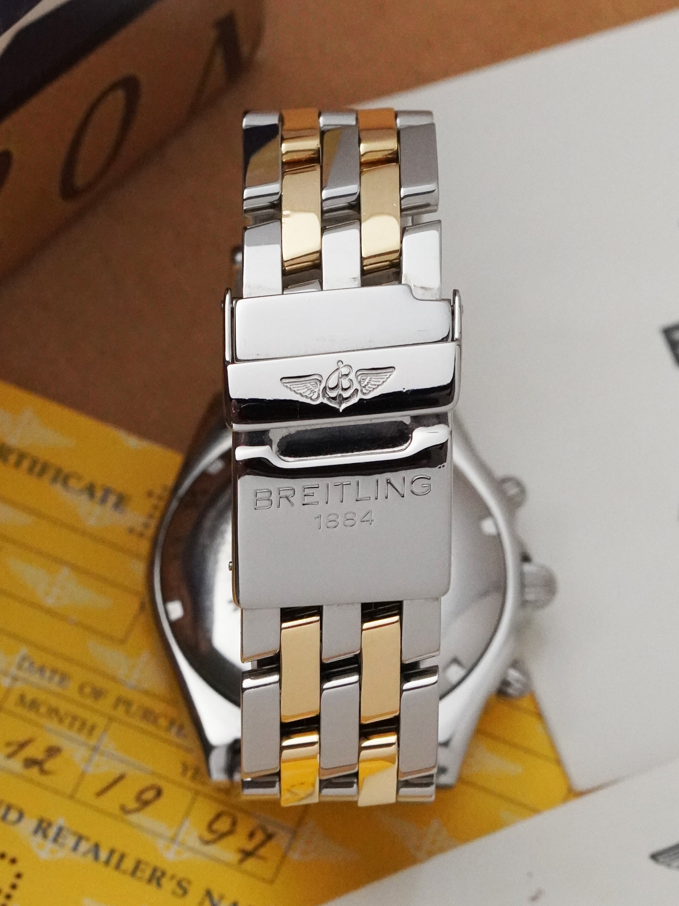 Breitling Chronomat UTC B13050.1 - Gold/Steel, Blue Dial, Automatic, Full Set (1997)