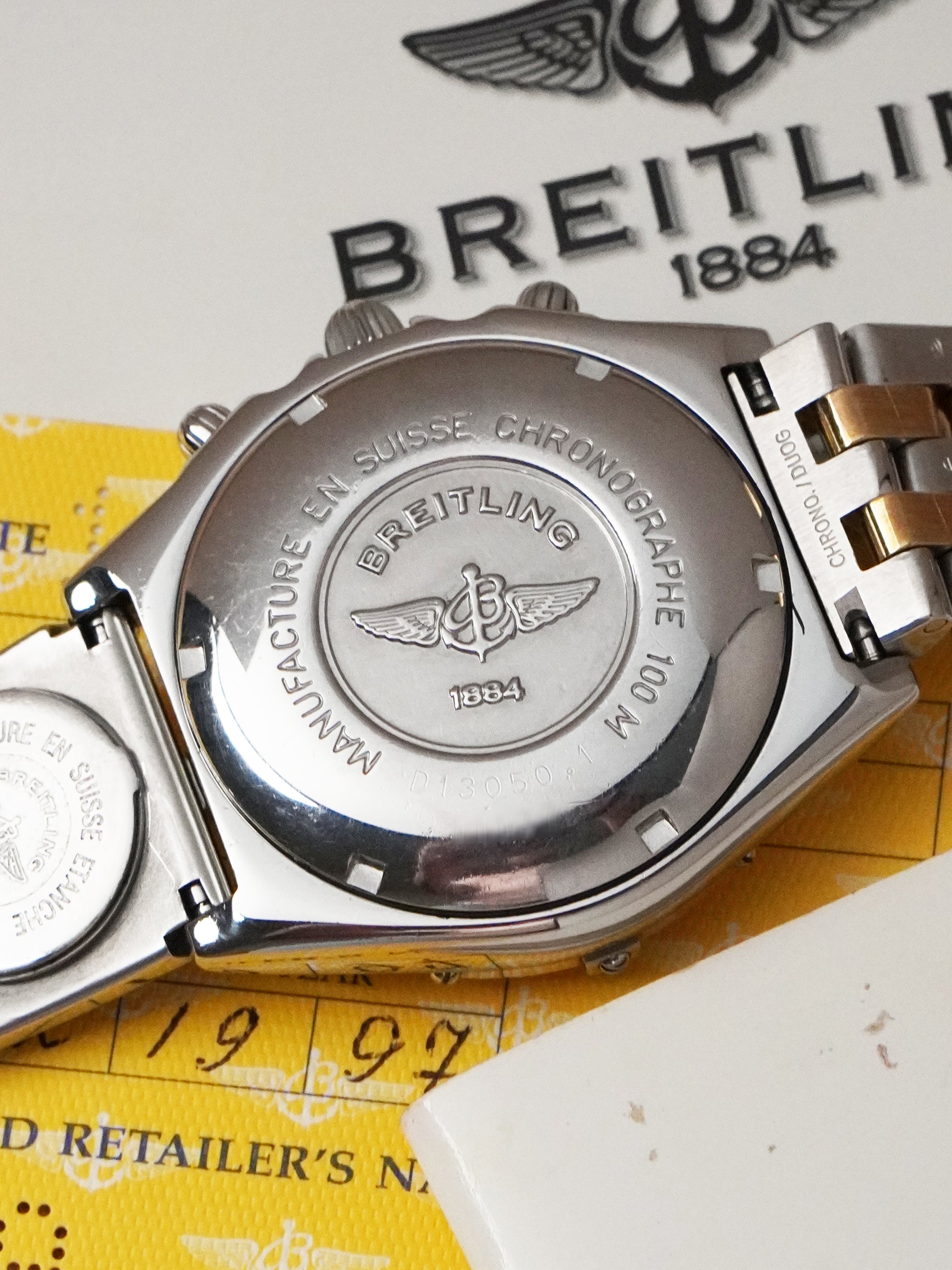 Breitling Chronomat UTC B13050.1 - Gold/Steel, Blue Dial, Automatic, Full Set (1997)