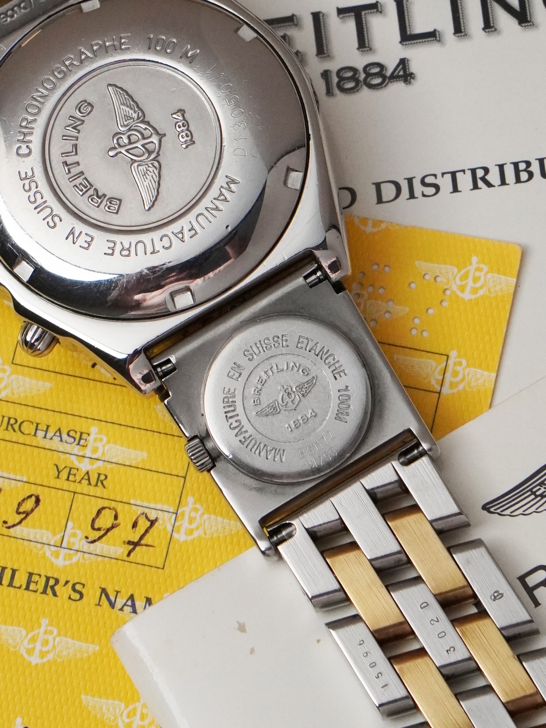 Breitling Chronomat UTC B13050.1 - Gold/Steel, Blue Dial, Automatic, Full Set (1997)