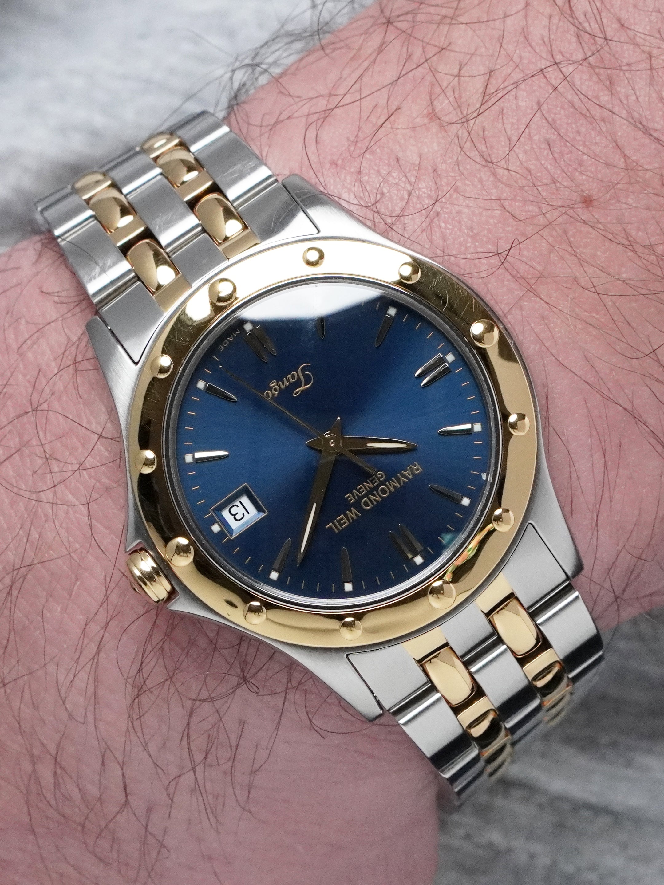 Raymond Weil Tango 5590 - Gold / Steel, Blue Dial, Quartz, Full Set (2006)