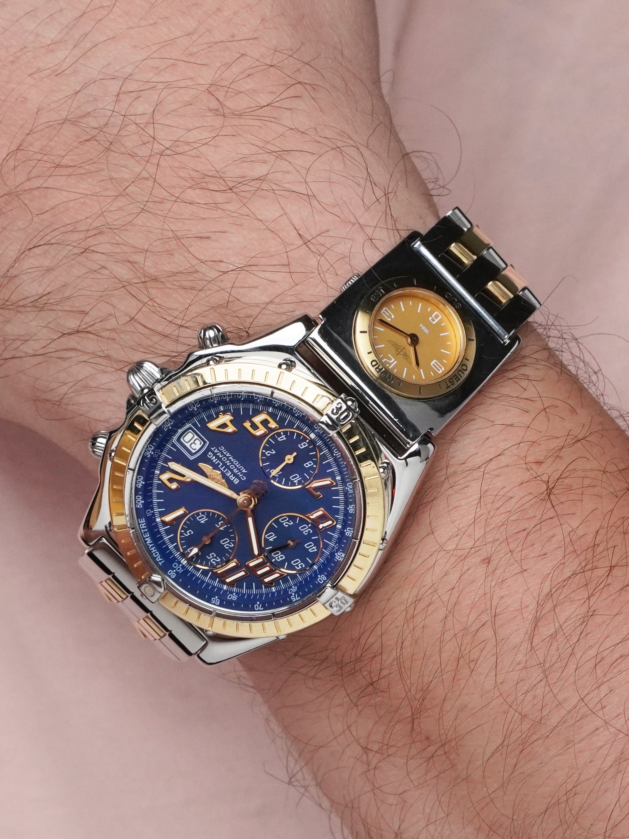 Breitling Chronomat UTC B13050.1 - Gold/Steel, Blue Dial, Automatic, Full Set (1997)