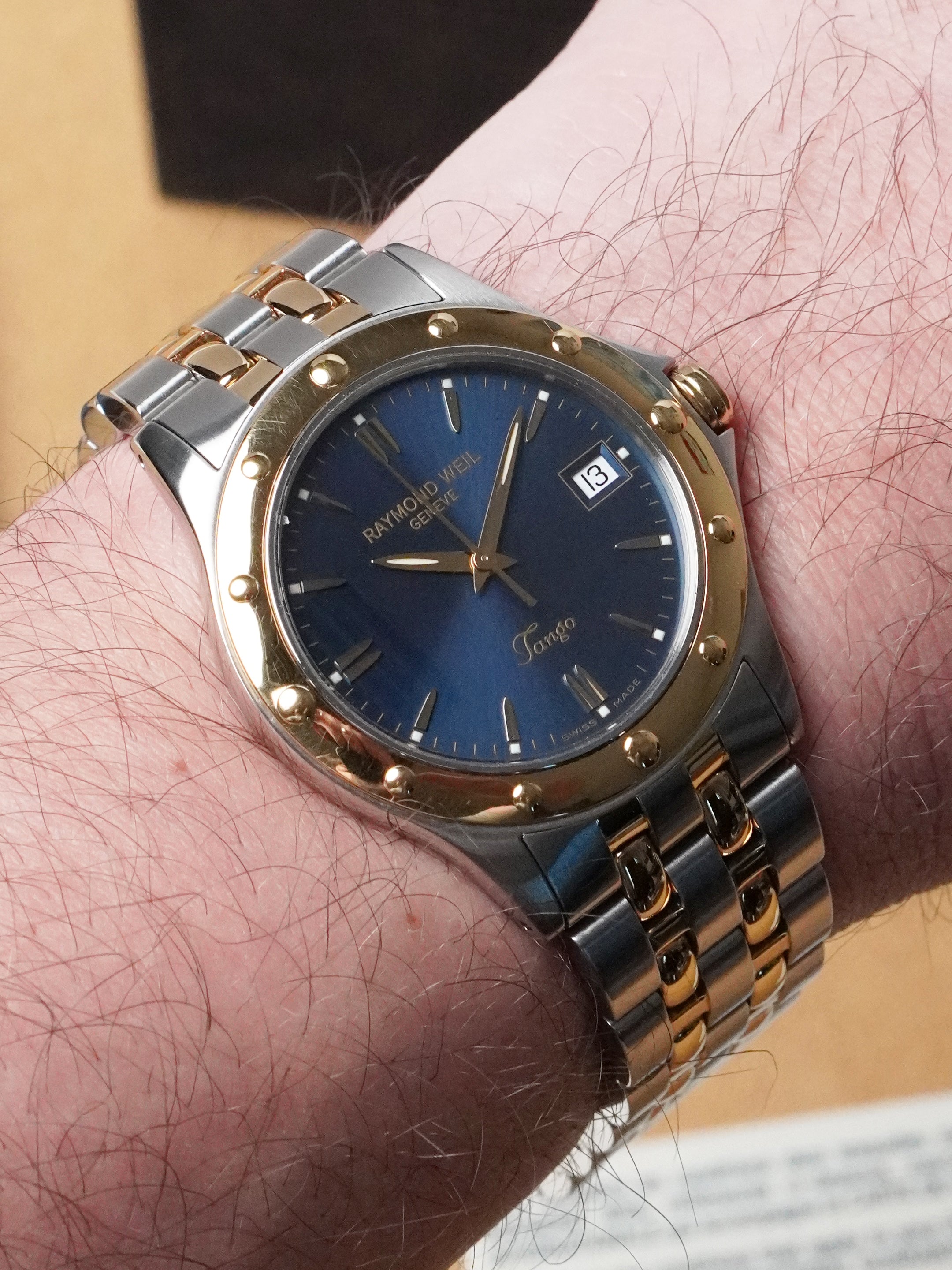 Raymond Weil Tango 5590 - Gold / Steel, Blue Dial, Quartz, Full Set (2006)