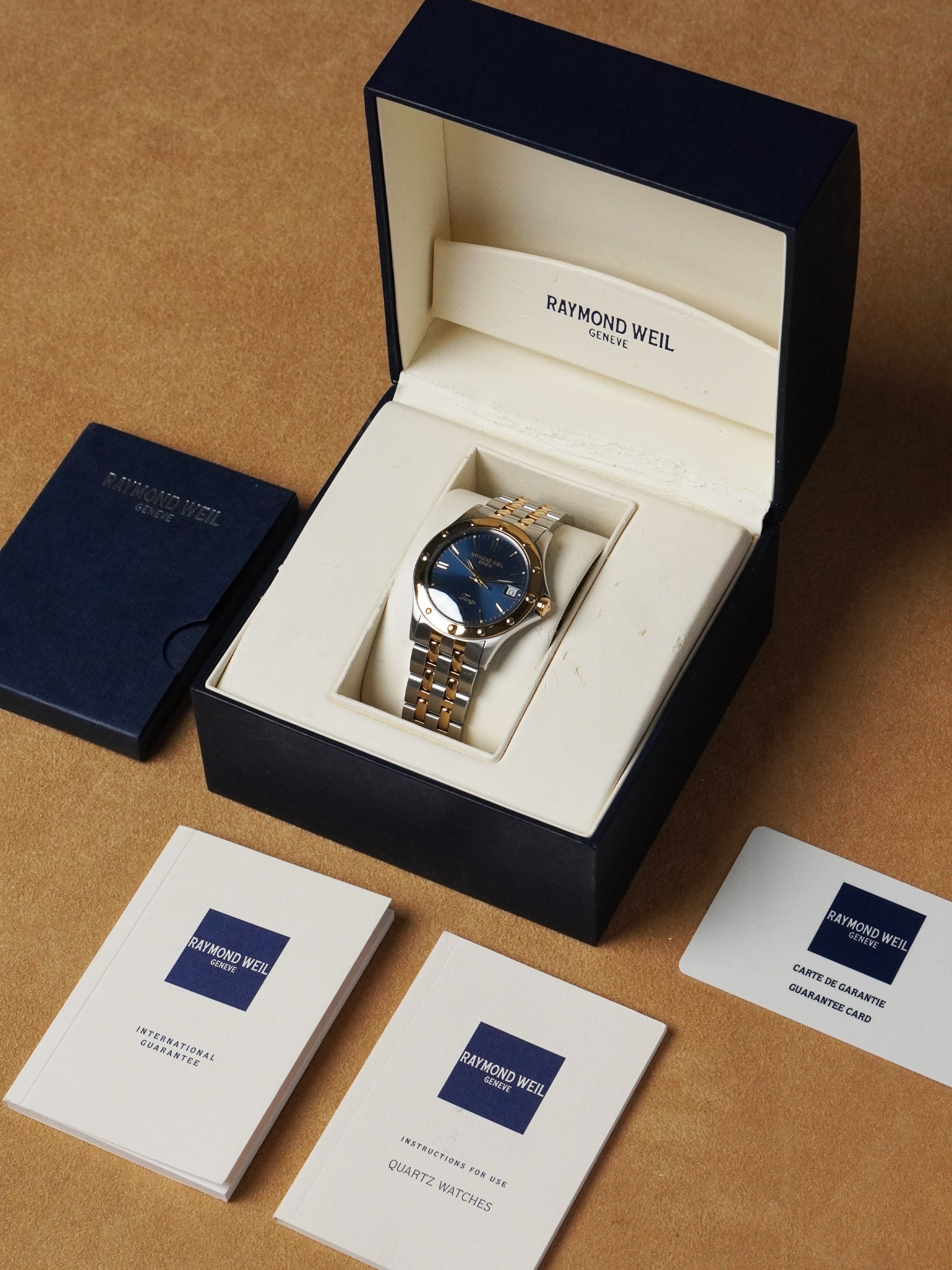 Raymond Weil Tango 5590 - Gold / Steel, Blue Dial, Quartz, Full Set (2006)