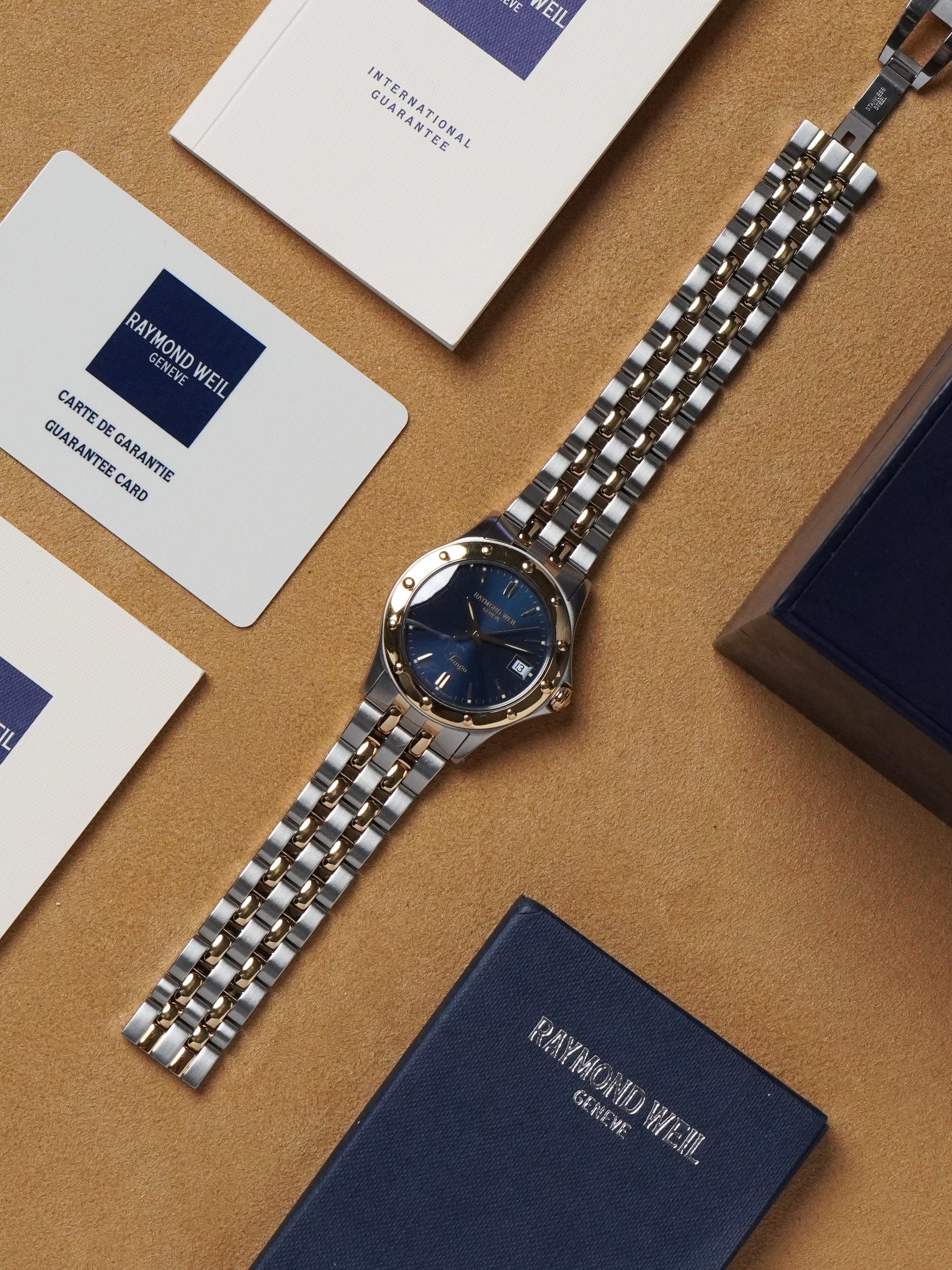 Raymond Weil Tango 5590 - Gold / Steel, Blue Dial, Quartz, Full Set (2006)