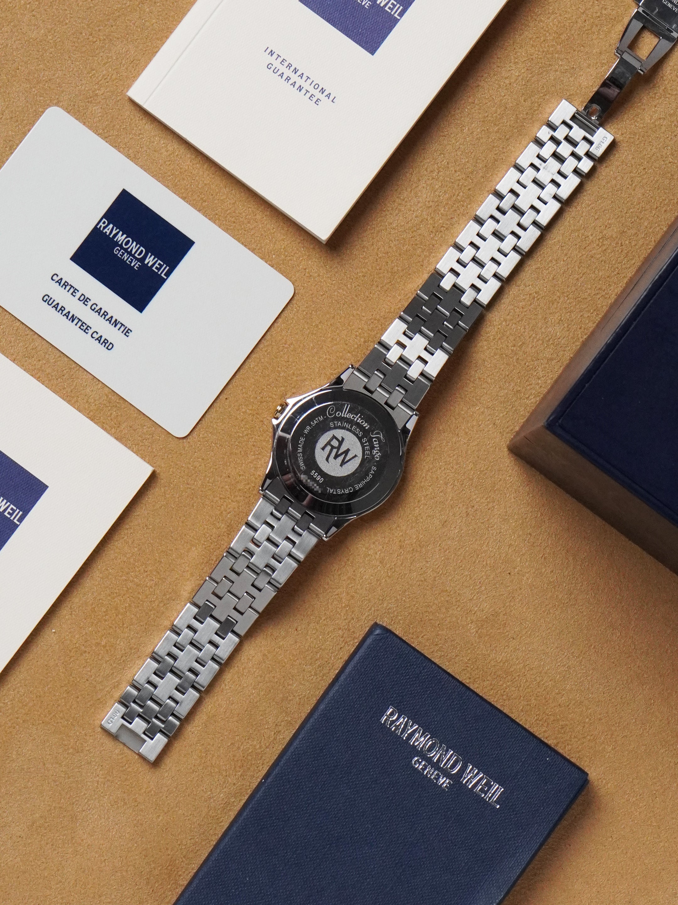 Raymond Weil Tango 5590 - Gold / Steel, Blue Dial, Quartz, Full Set (2006)