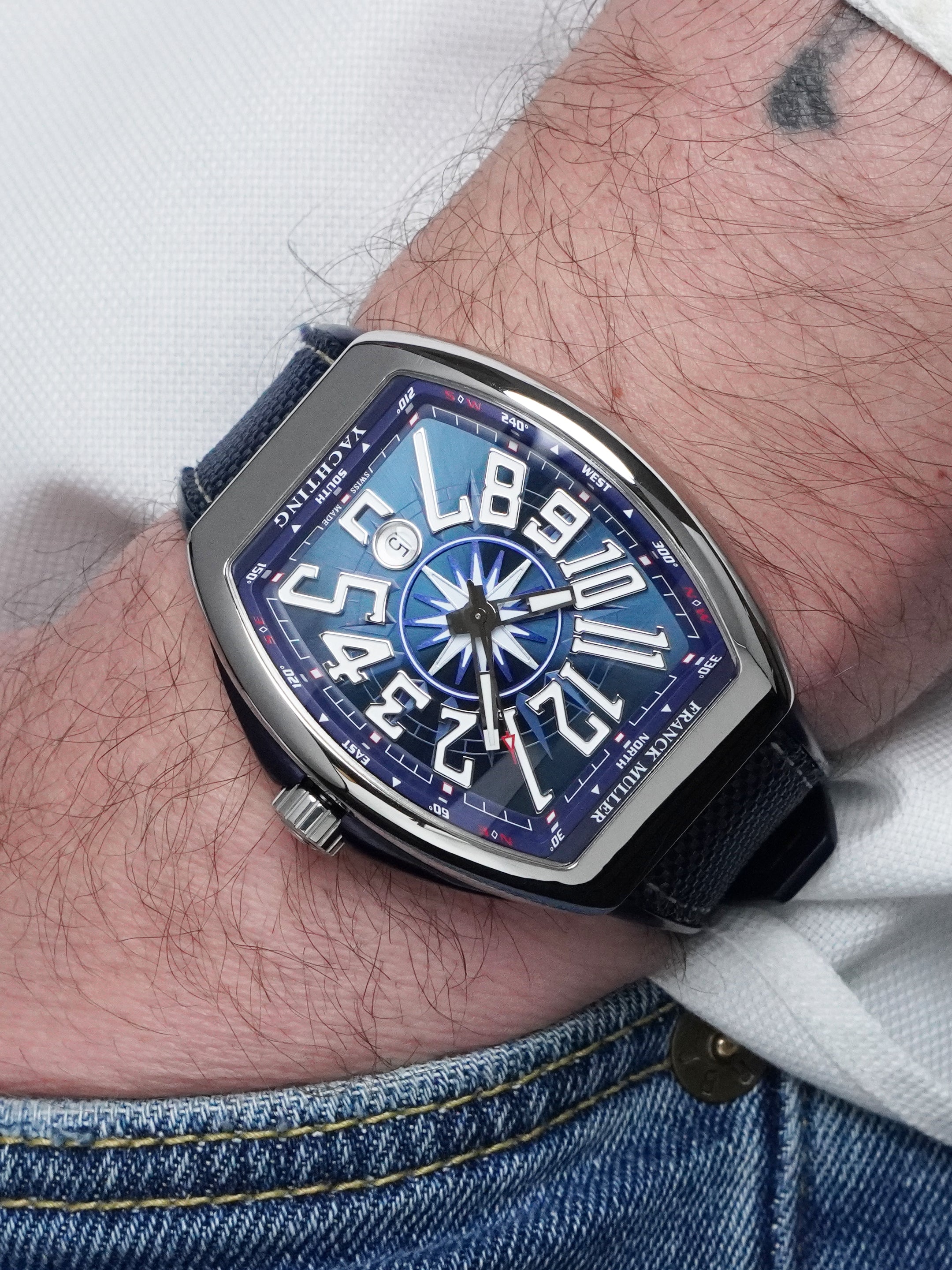 Franck Muller Vanguard Yachting V45SCDTYACHT - Stainless Steel, Blue Dial, Full Set (2019)