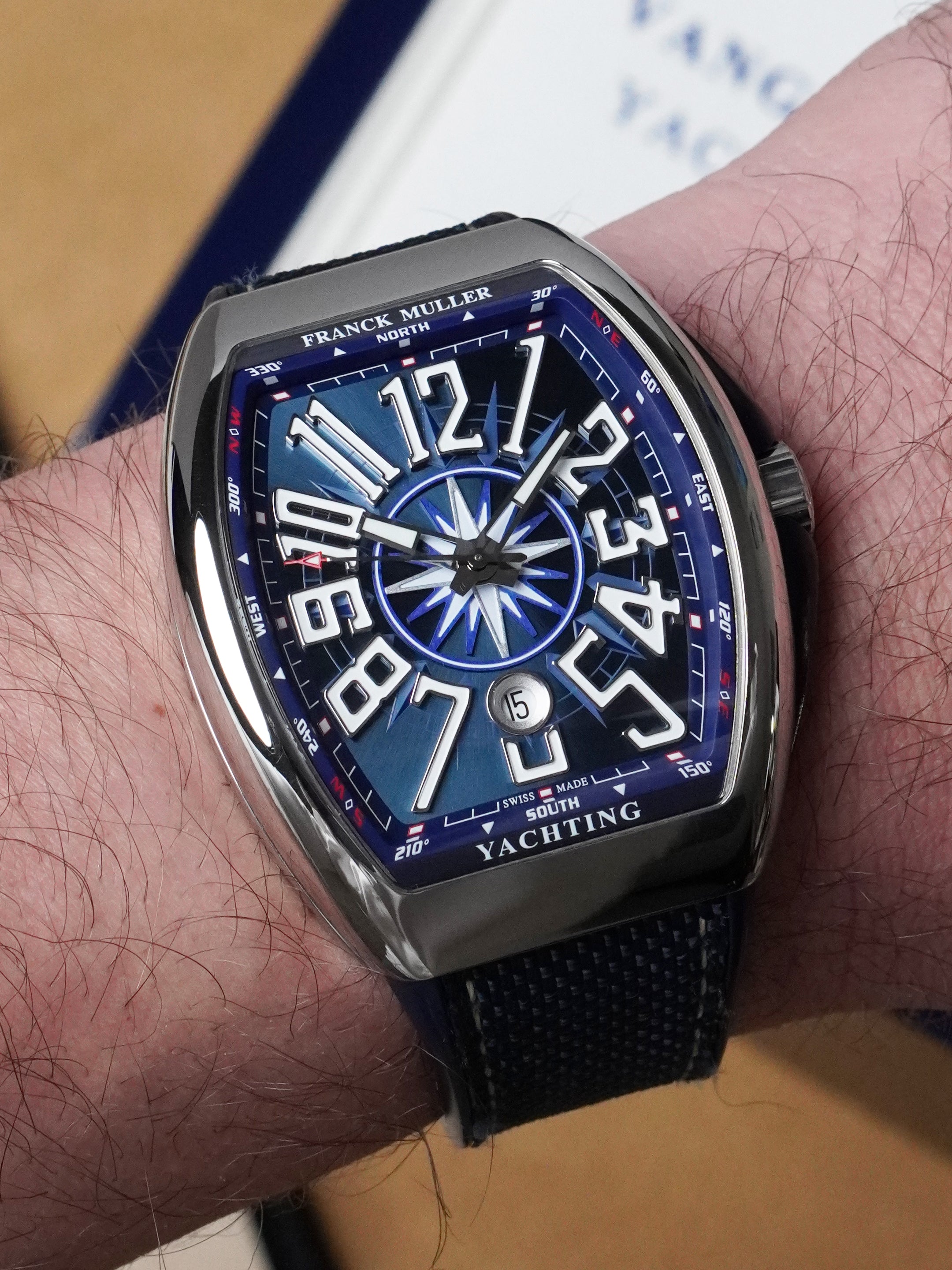 Franck Muller Vanguard Yachting V45SCDTYACHT - Stainless Steel, Blue Dial, Full Set (2019)