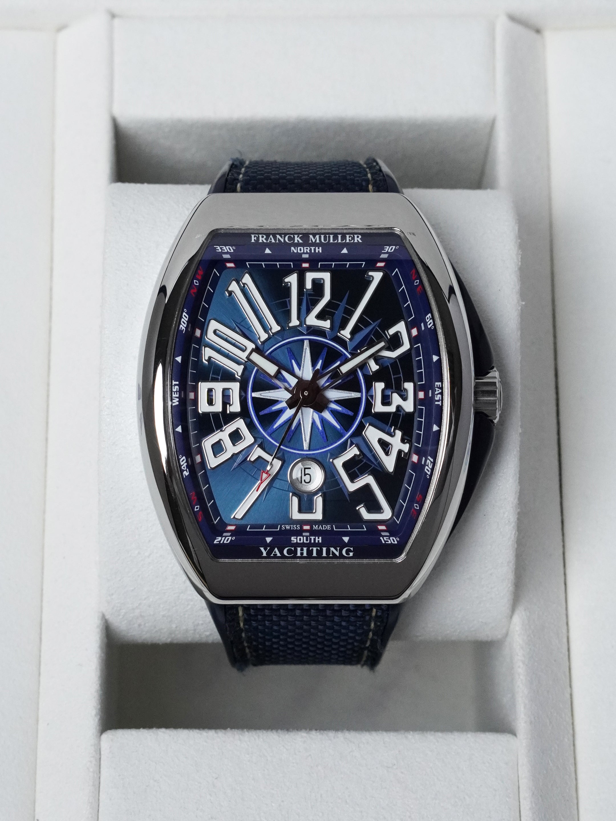Franck Muller Vanguard Yachting V45SCDTYACHT - Stainless Steel, Blue Dial, Full Set (2019)