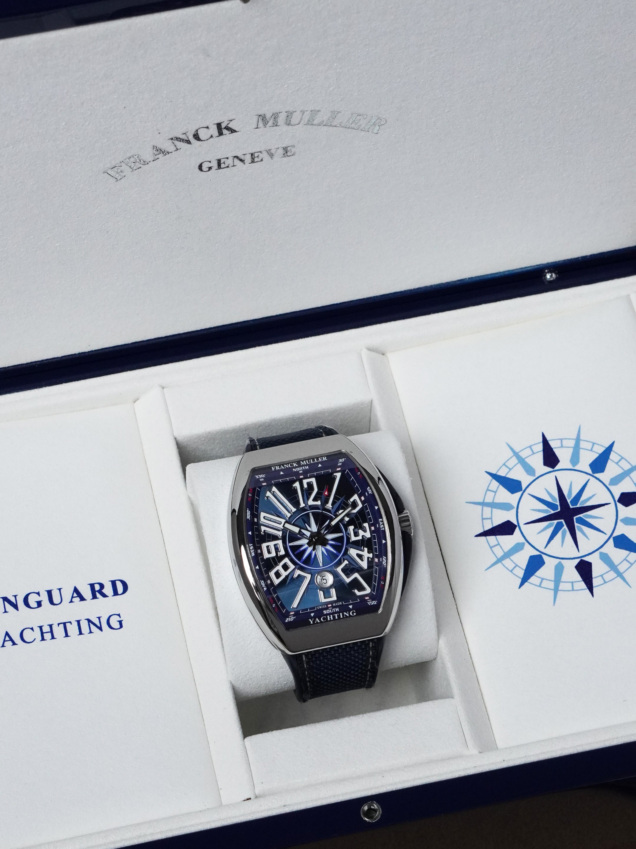 Franck Muller Vanguard Yachting V45SCDTYACHT - Stainless Steel, Blue Dial, Full Set (2019)