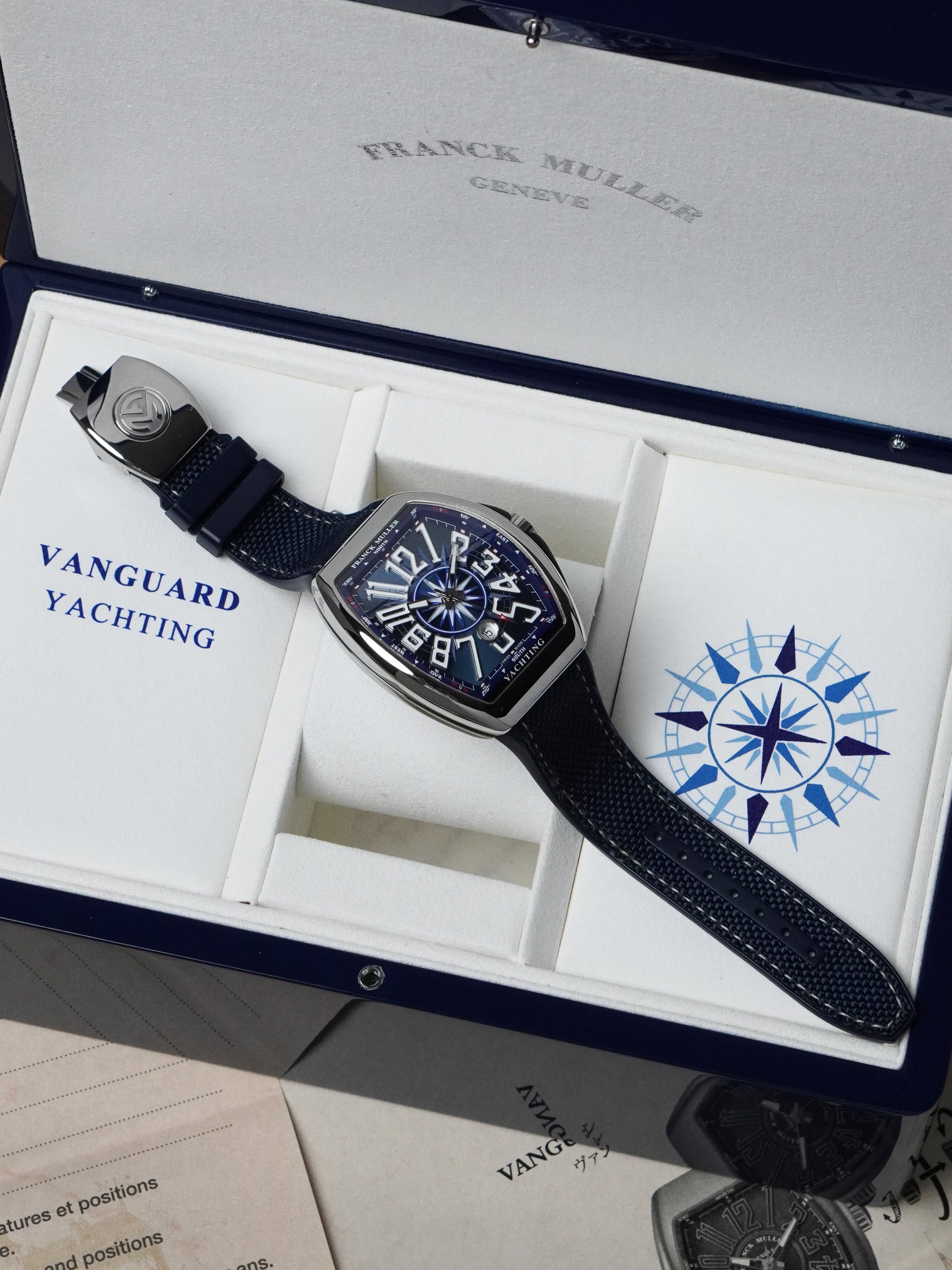 Franck Muller Vanguard Yachting V45SCDTYACHT - Stainless Steel, Blue Dial, Full Set (2019)