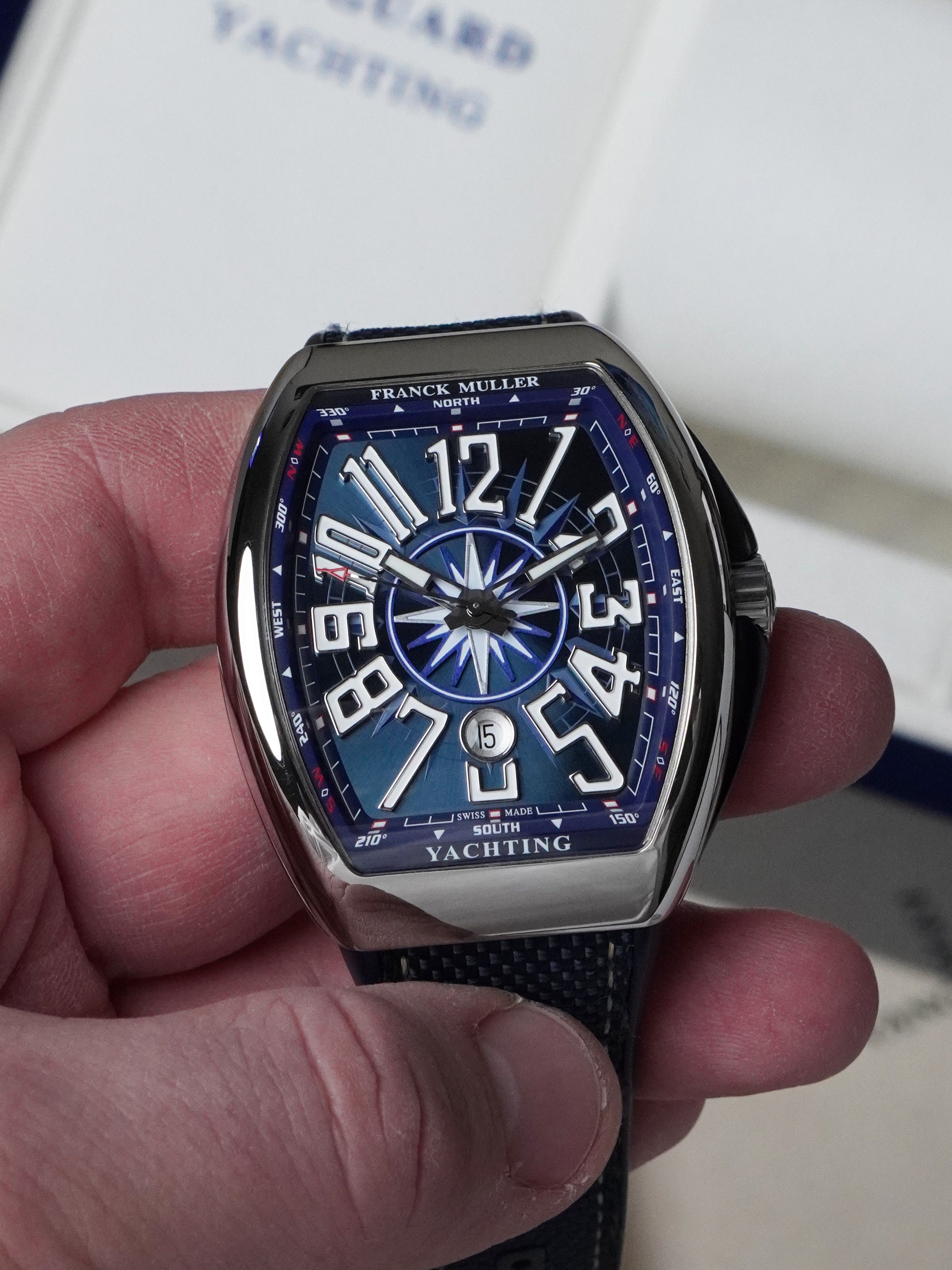 Franck Muller Vanguard Yachting V45SCDTYACHT - Stainless Steel, Blue Dial, Full Set (2019)