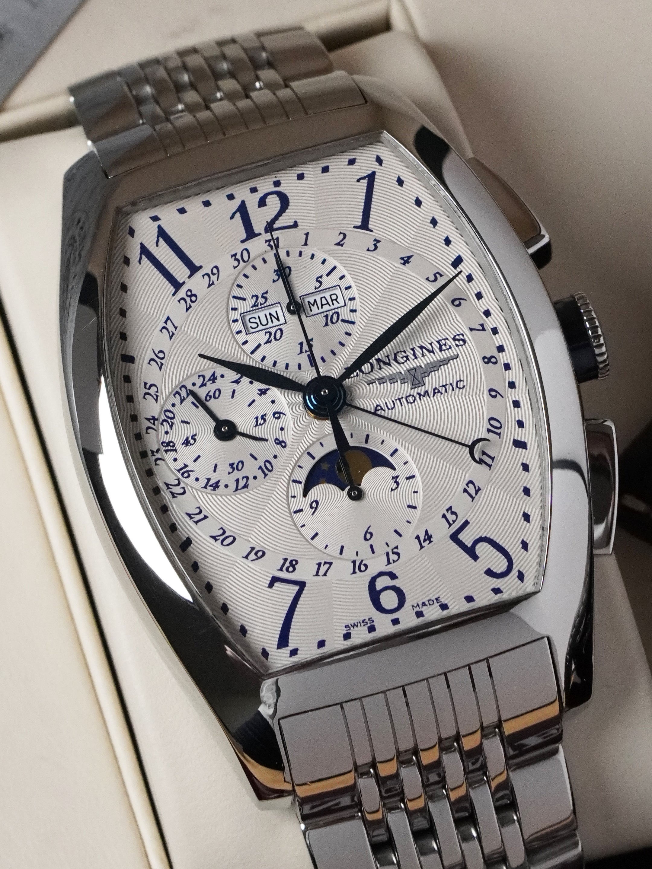 Longines Evidenza Moonphase Chronograph L2.688.4.78.4 - Cream Dial, Full Set (2008)