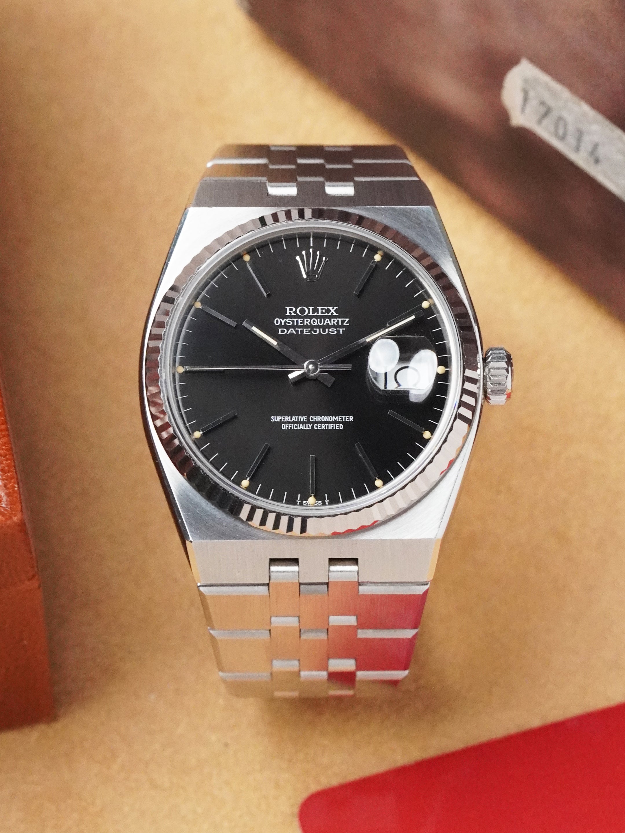 Rolex Datejust Oysterquartz 17014 - Stainless Steel, Black Dial, Quartz, Box Only (1984)