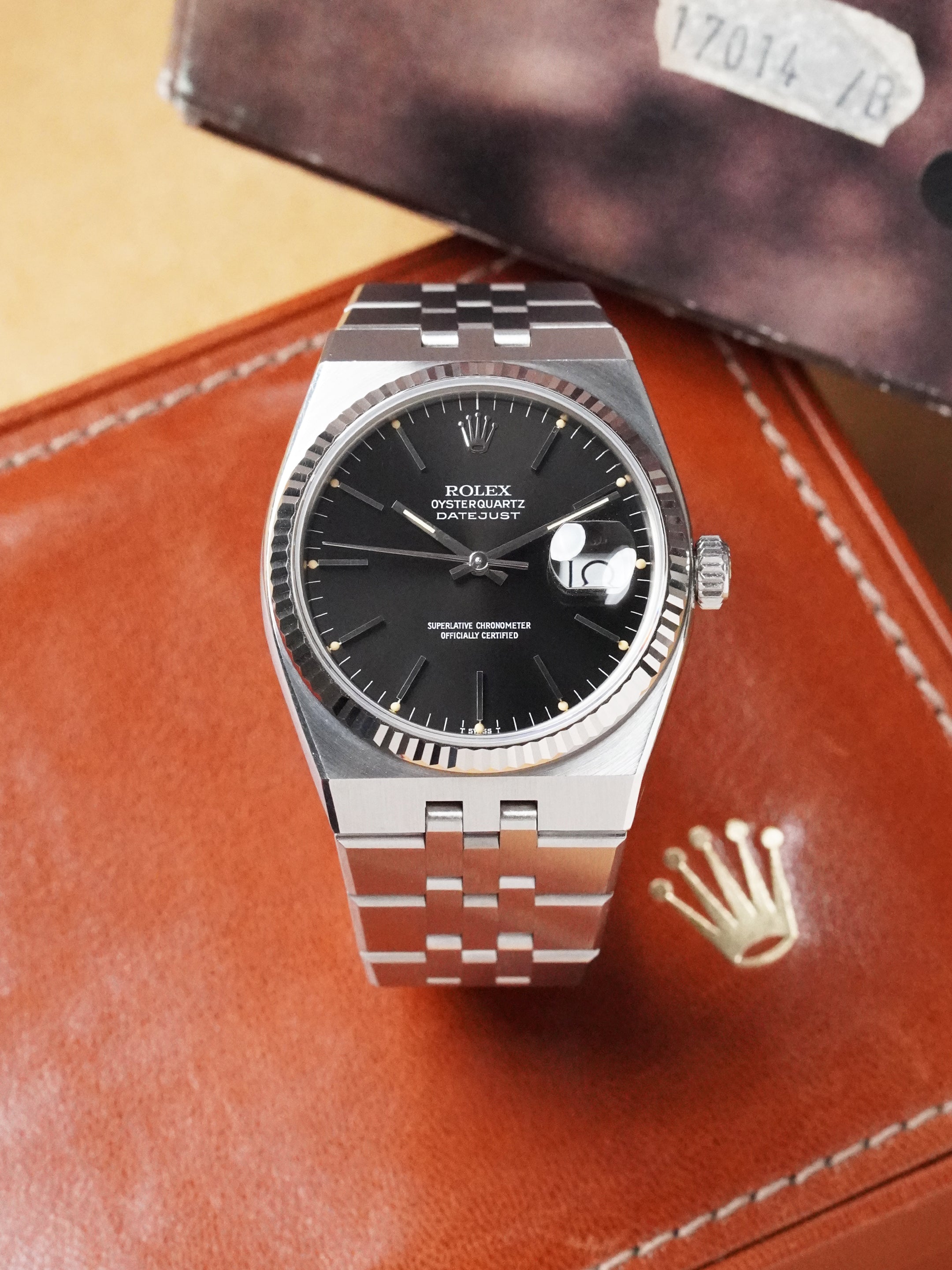 Rolex Datejust Oysterquartz 17014 - Stainless Steel, Black Dial, Quartz, Box Only (1984)