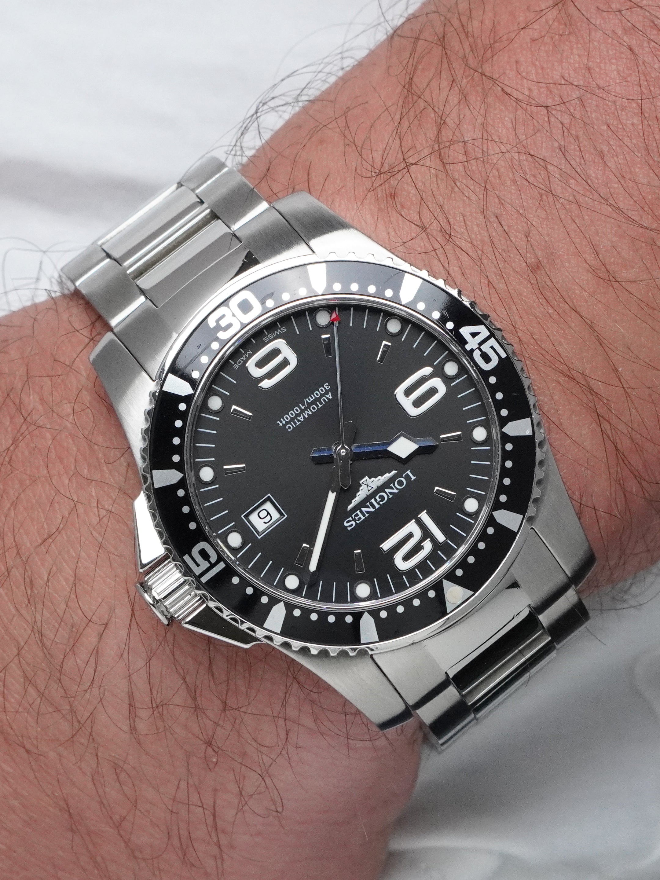 Longines HydroConquest L3.642.4.56.6 - Stainless Steel, Black Dial, Automatic, Full Set (2010)