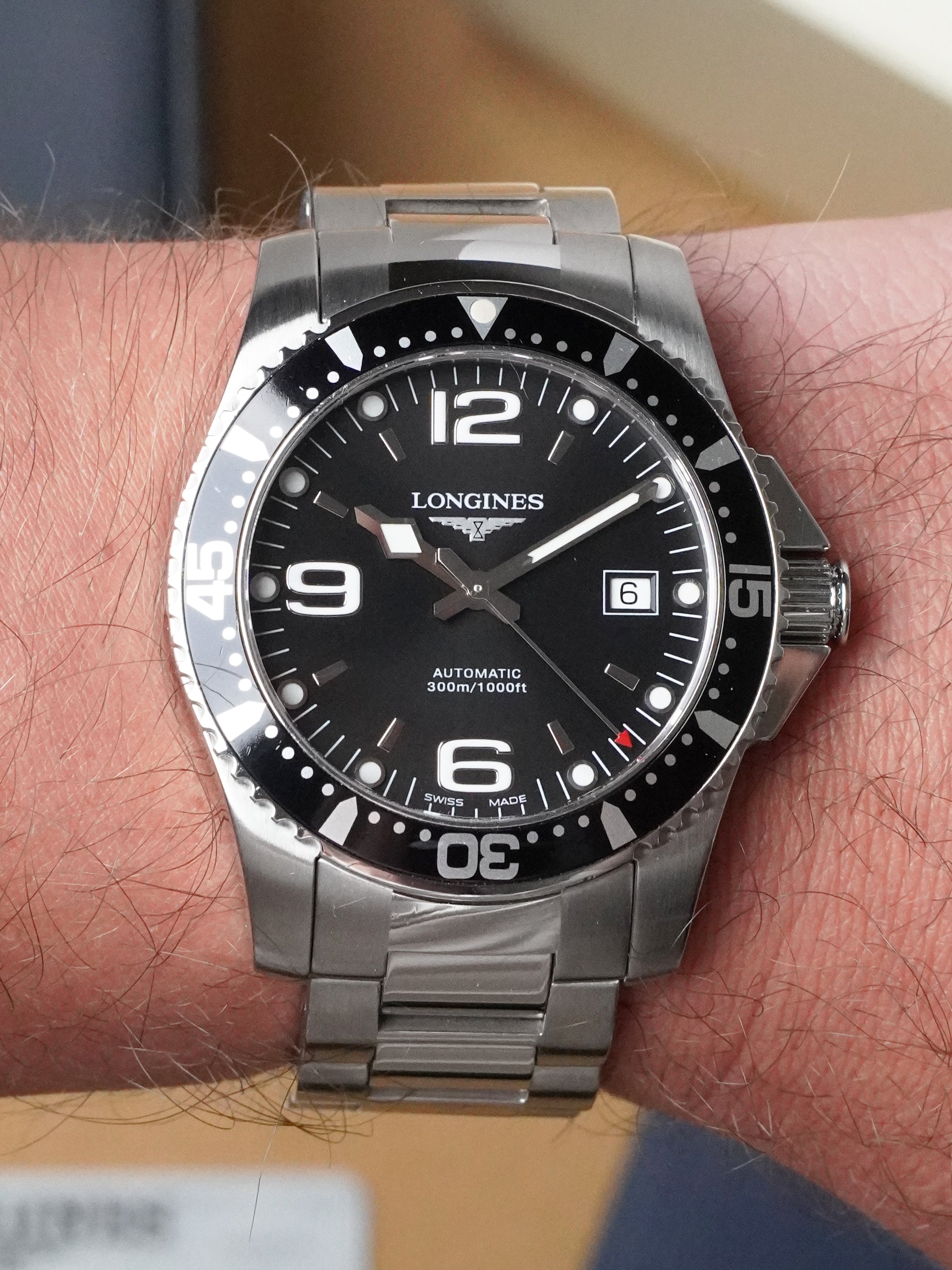 Longines HydroConquest L3.642.4.56.6 - Stainless Steel, Black Dial, Automatic, Full Set (2010)