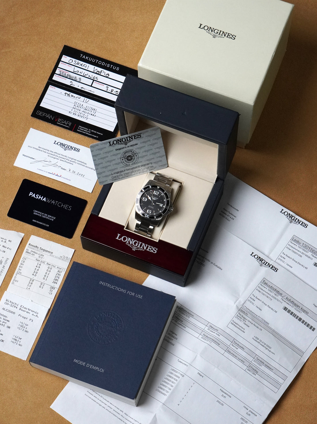 Longines HydroConquest L3.642.4.56.6 - Stainless Steel, Black Dial, Automatic, Full Set (2010)