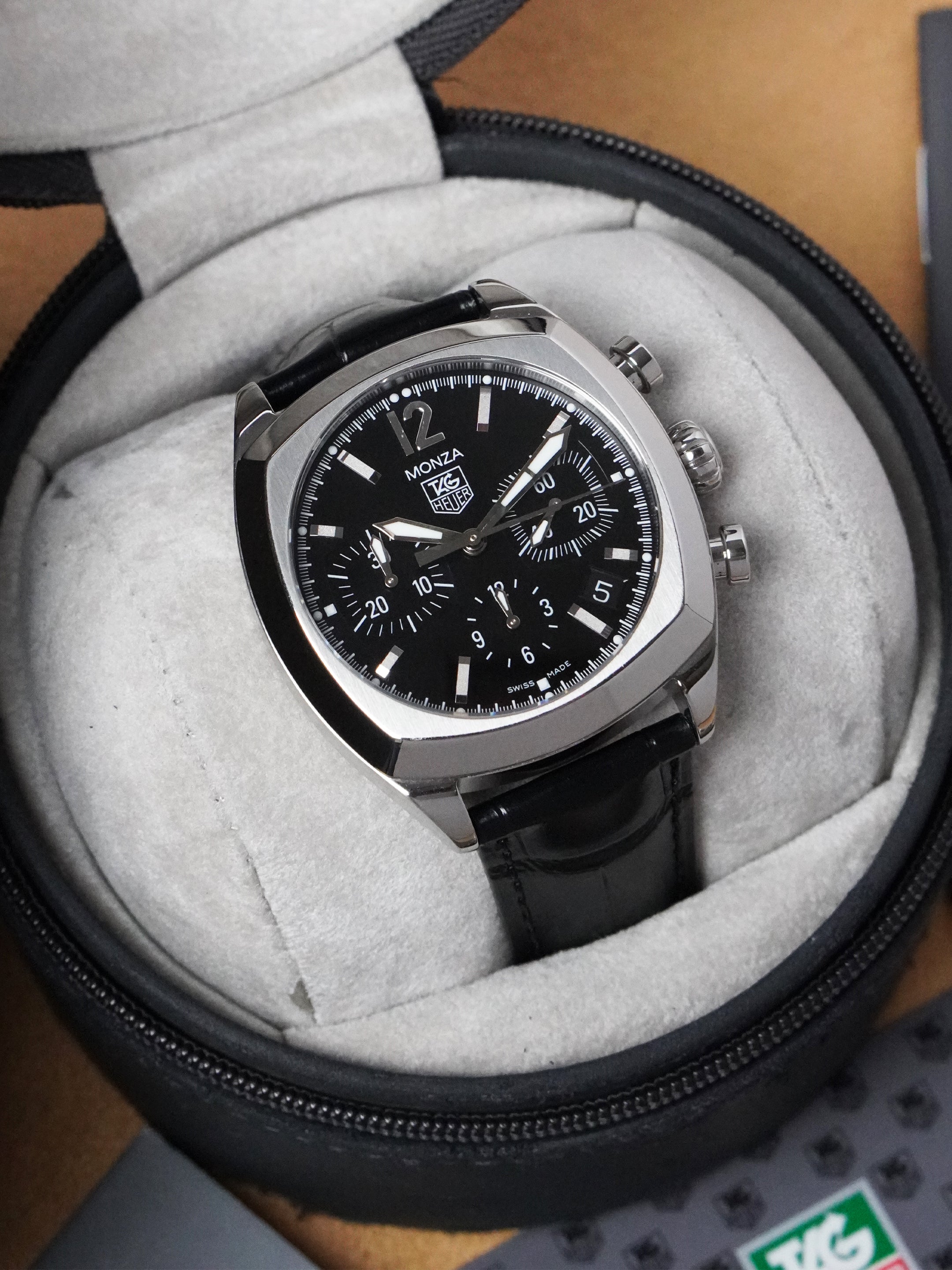 TAG Heuer Monza CR2113-0 - Stainless Steel, Black Dial, Automatic, Full Set (2003)