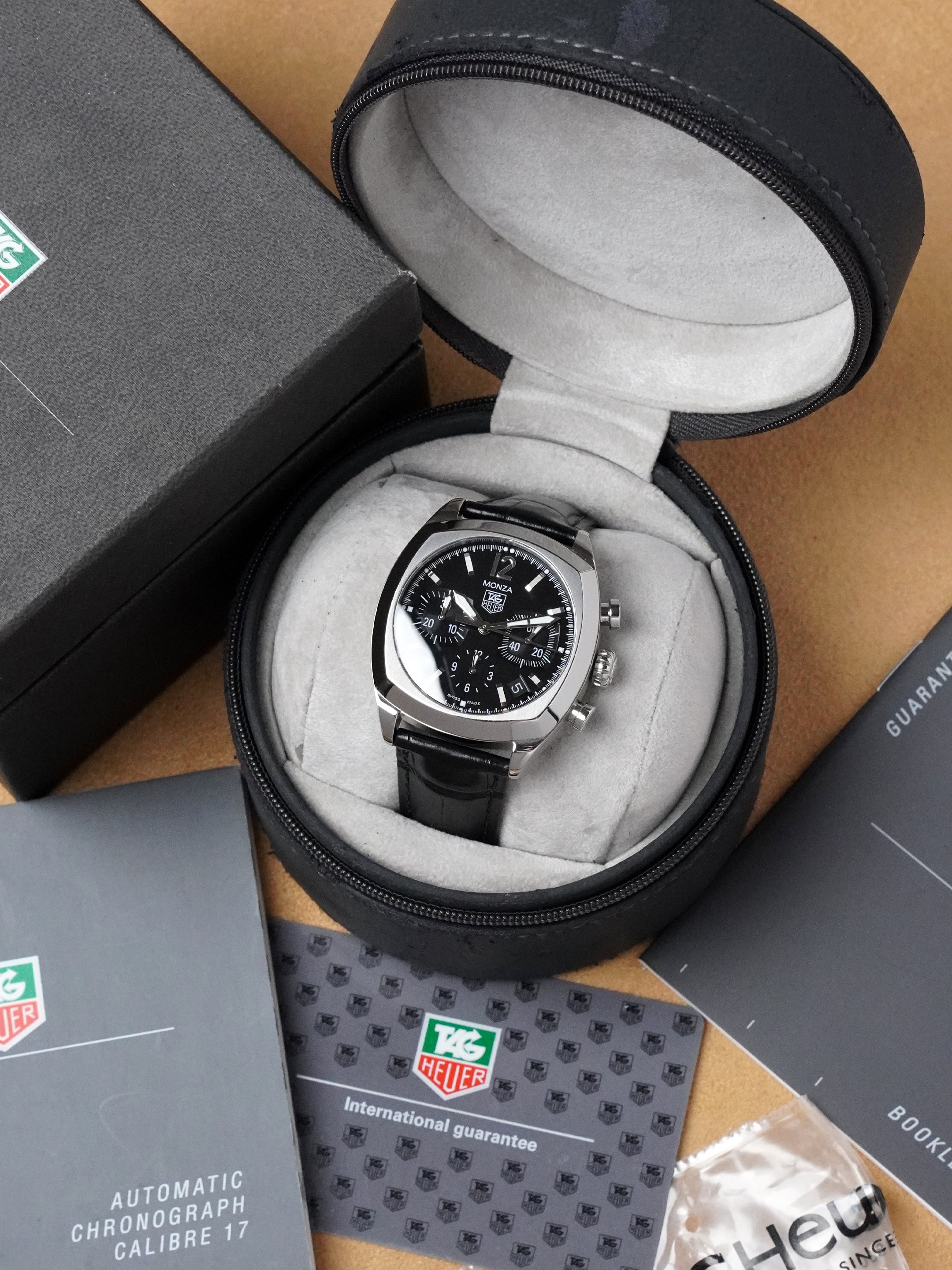 TAG Heuer Monza CR2113-0 - Stainless Steel, Black Dial, Automatic, Full Set (2003)