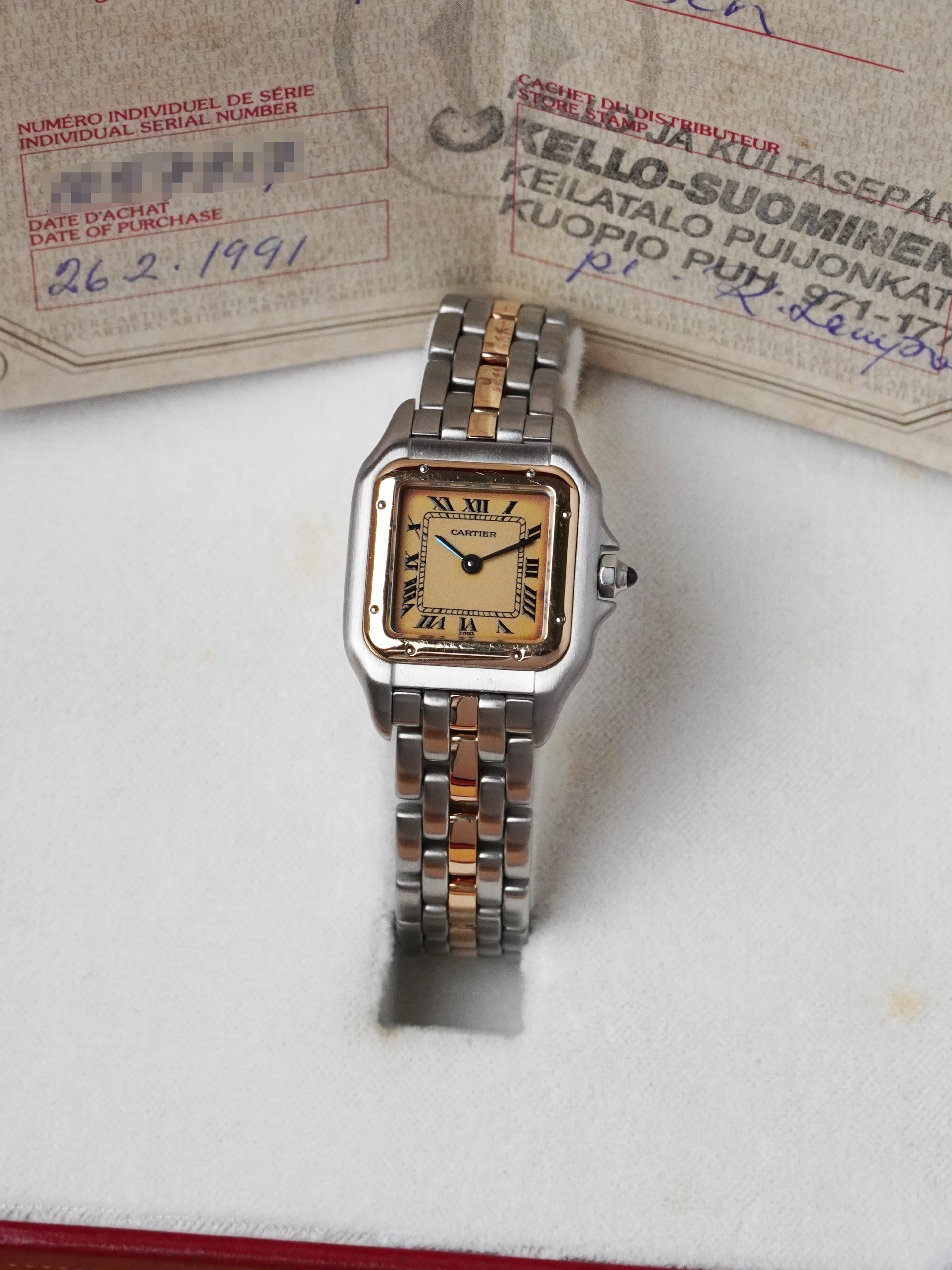 Cartier Panthère 1057917 - Yellow Gold & Steel, Cream Dial, Quartz, Full Set (1991)