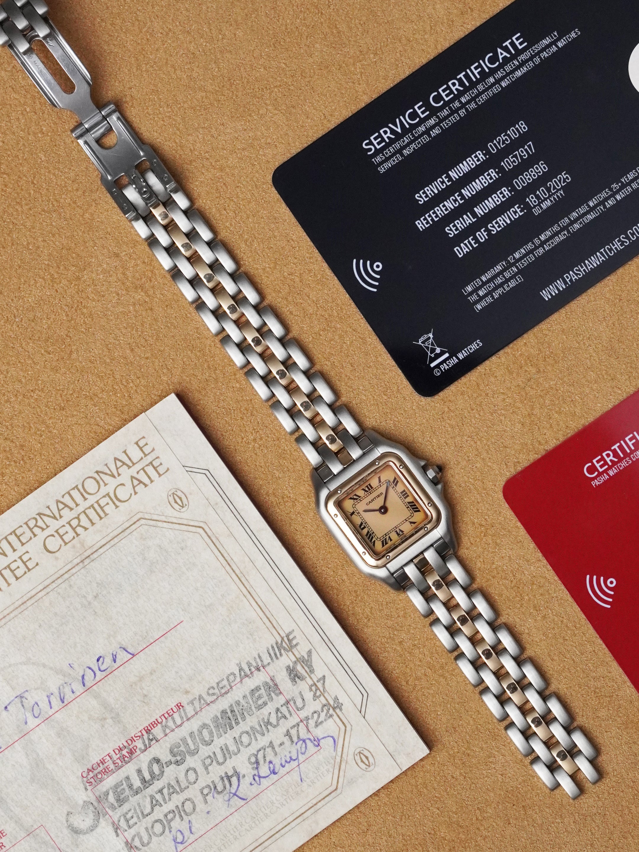 Cartier Panthère 1057917 - Yellow Gold & Steel, Cream Dial, Quartz, Full Set (1991)