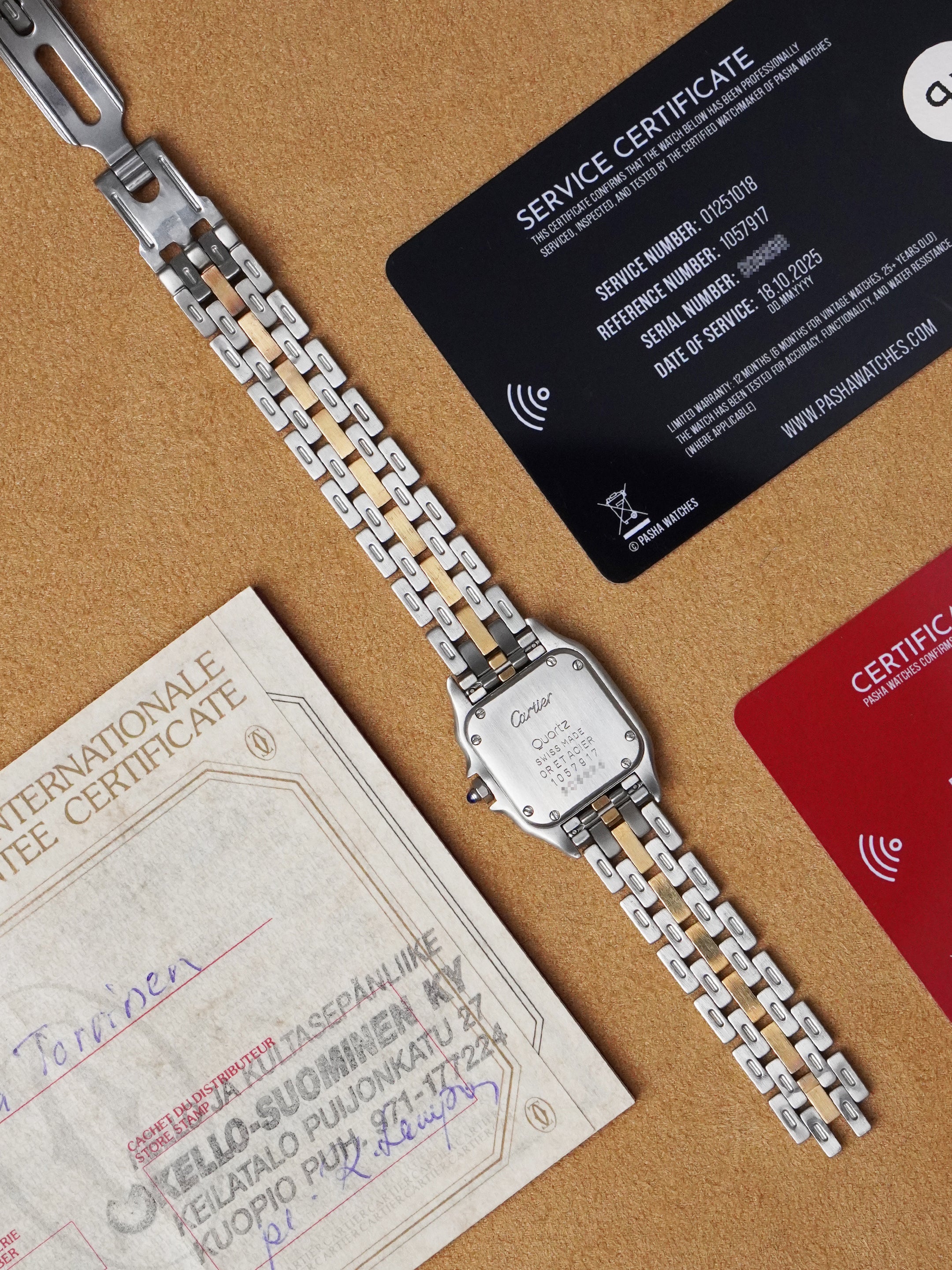 Cartier Panthère 1057917 - Yellow Gold & Steel, Cream Dial, Quartz, Full Set (1991)