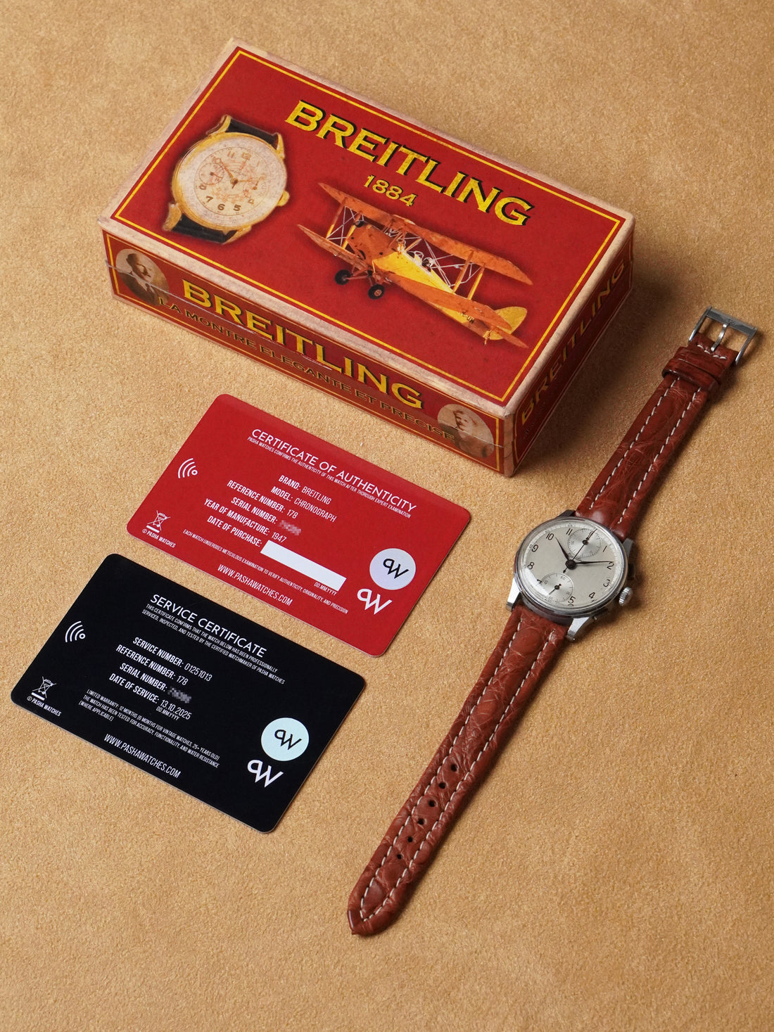 Breitling Chronograph 178 - Chrome-Plated Case, White Dial, Manual, Box Only (1947)