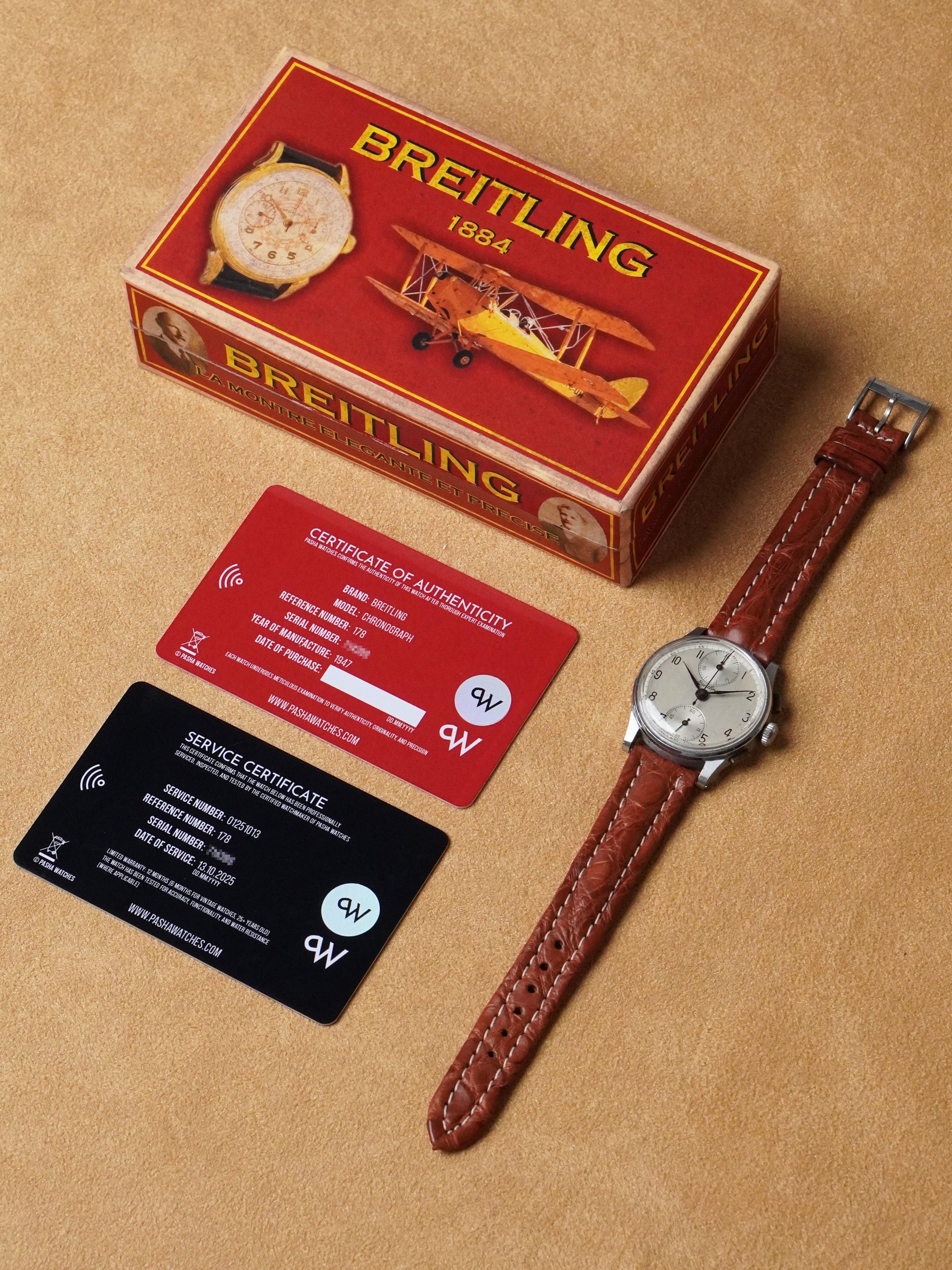 Breitling Chronograph 178 - Chrome-Plated Case, White Dial, Manual, Box Only (1947)