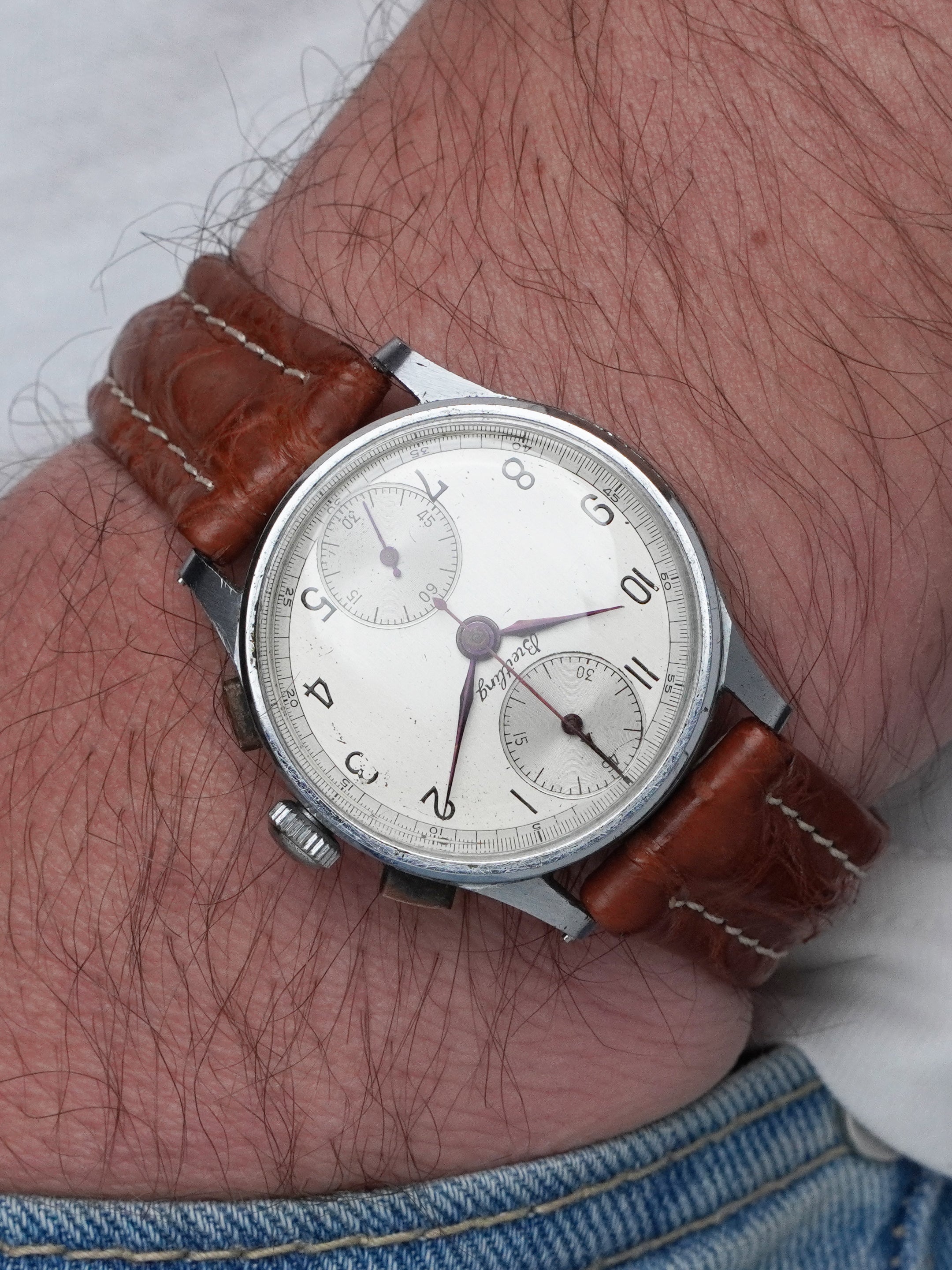 Breitling Chronograph 178 - Chrome-Plated Case, White Dial, Manual, Box Only (1947)