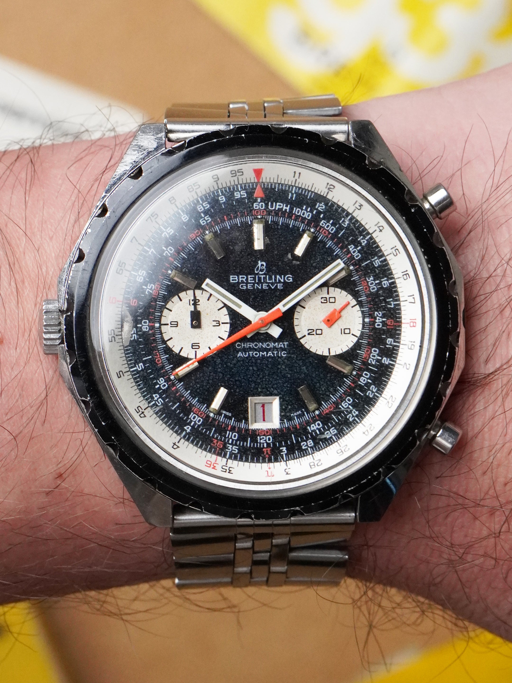 Breitling Chronomat "Pizza" 1808 - Stainless Steel, Black Dial, Automatic, Full Set (1970)