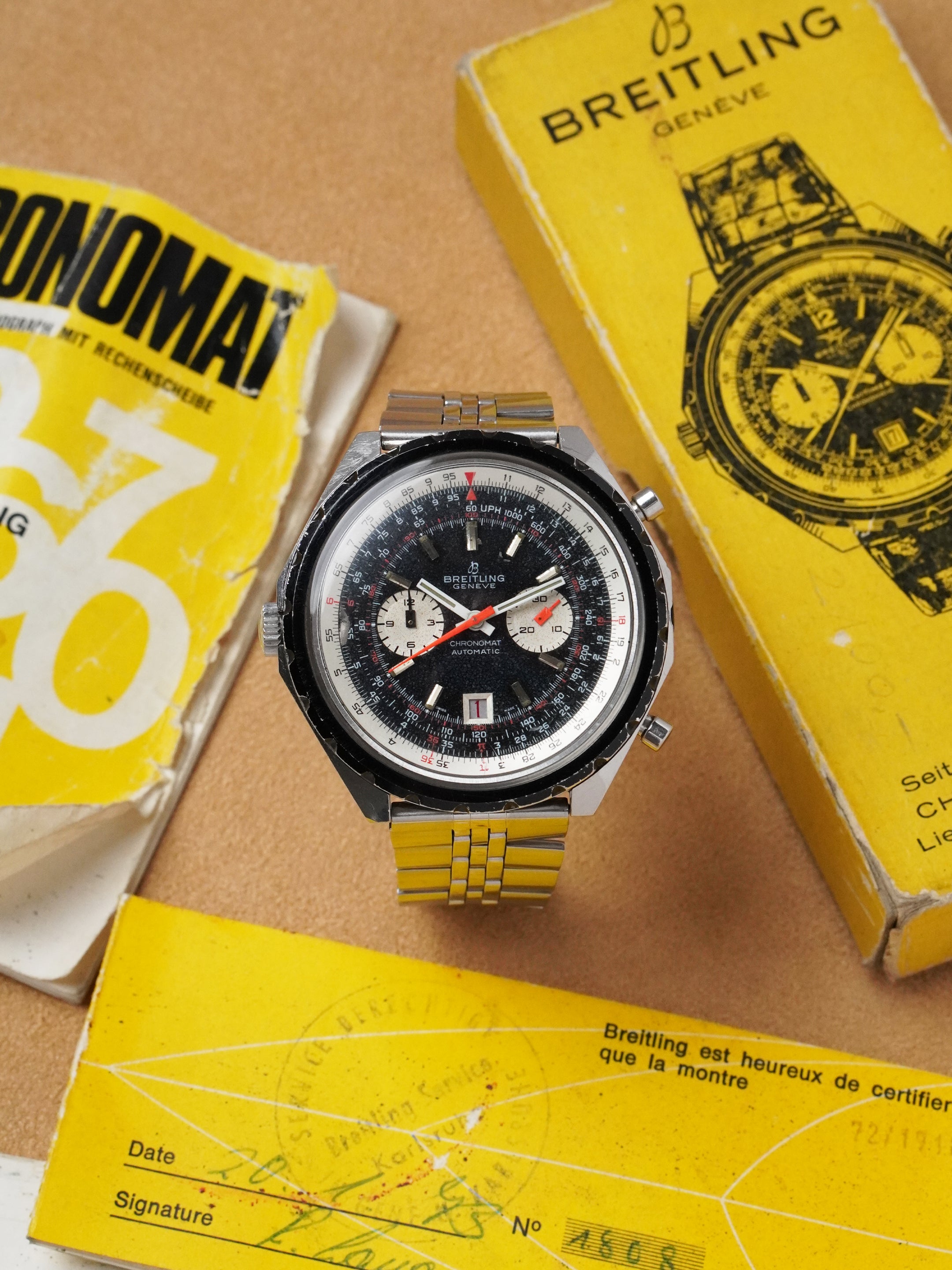 Breitling Chronomat "Pizza" 1808 - Stainless Steel, Black Dial, Automatic, Full Set (1970)