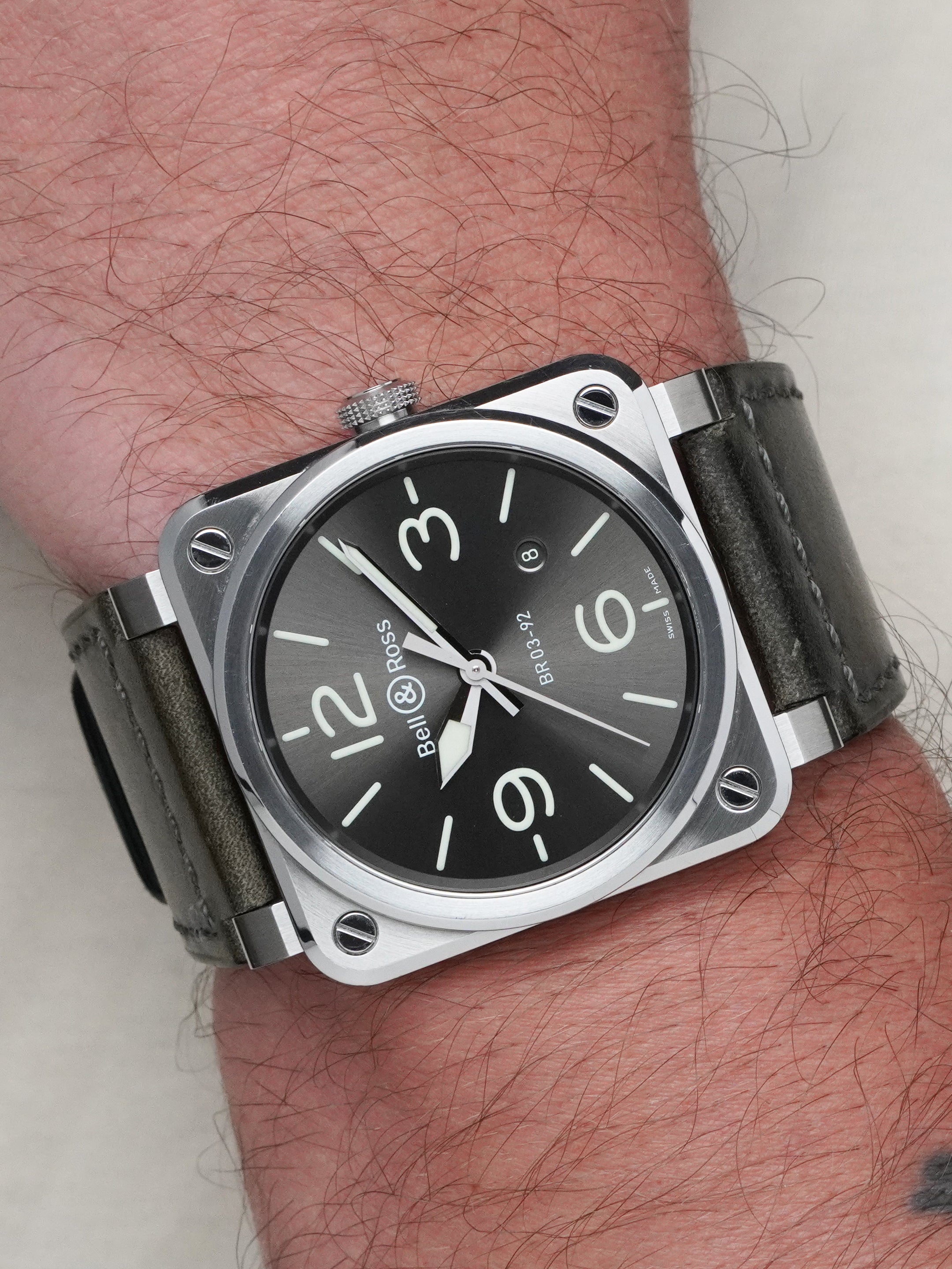 Bell & Ross BR 03-92 Steel Grey Lum BR0392-GC3-ST/SCA - Grey Dial, Automatic, Full Set (2024)