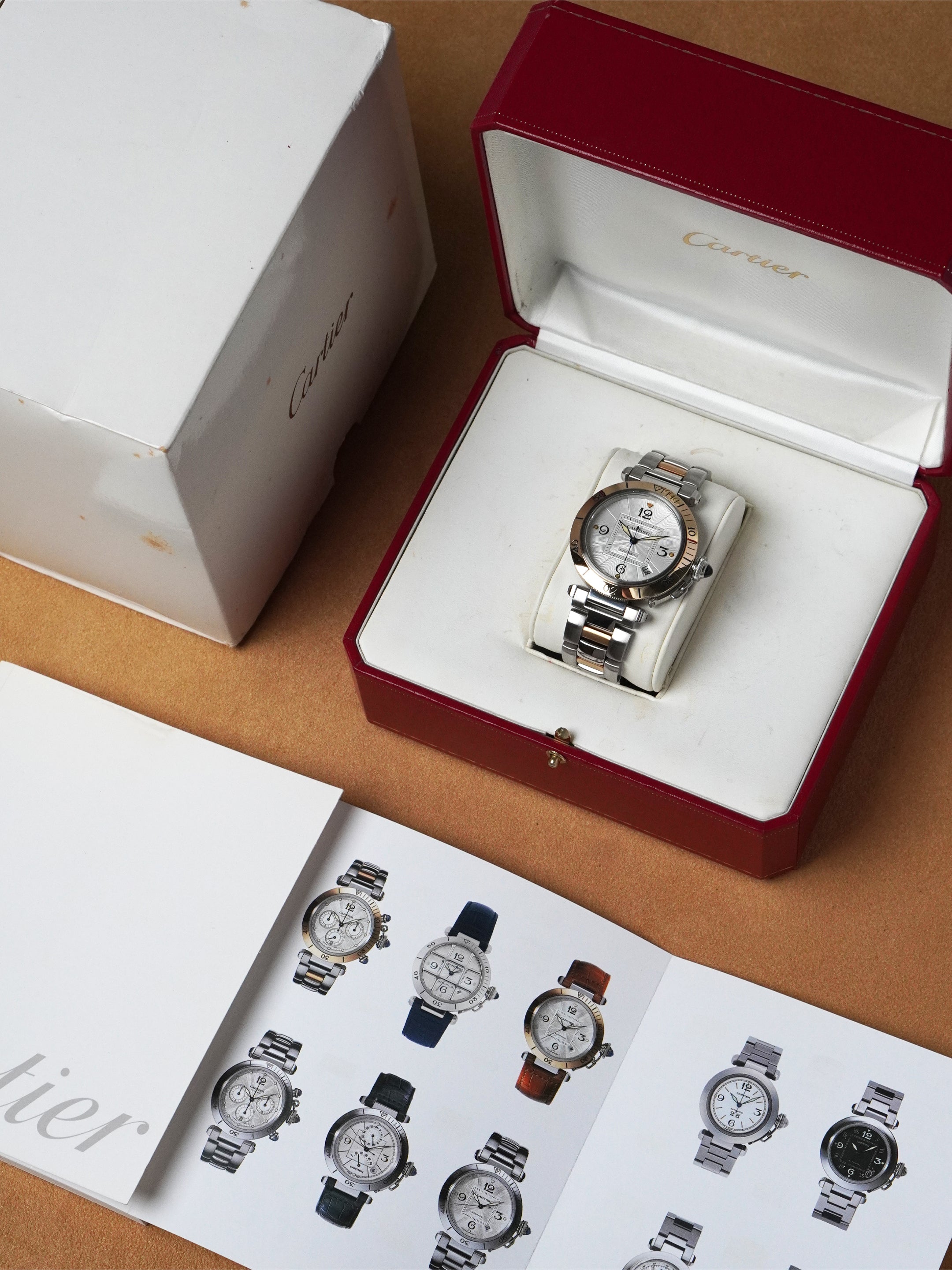 Cartier Pasha 2378 - Yellow Gold / Stainless Steel, Silver Dial, Automatic, Original Box (2005*)