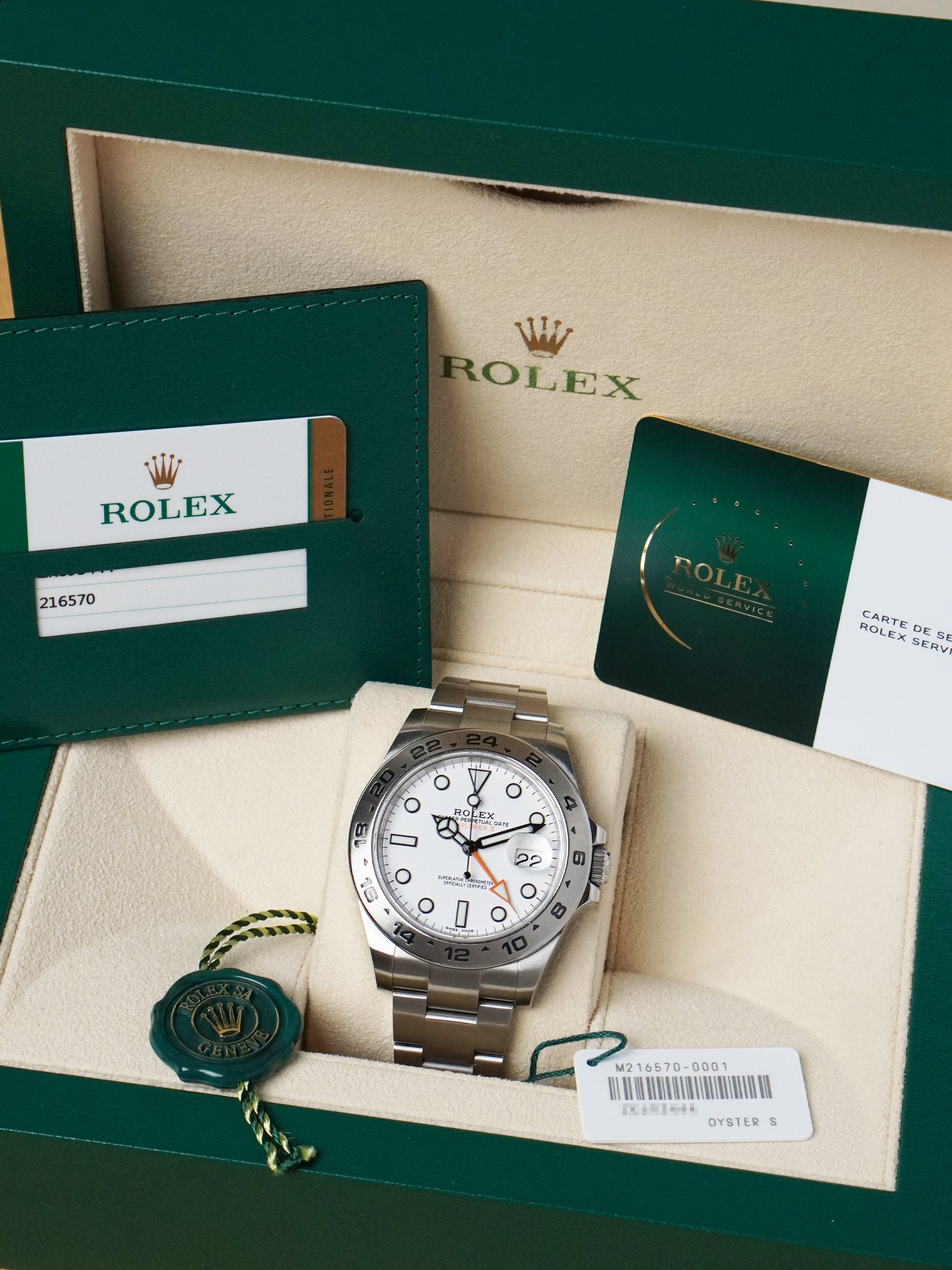 Rolex Explorer II "Polar" 216570 - Stainless Steel, White Dial, Automatic, Full Set (2017)