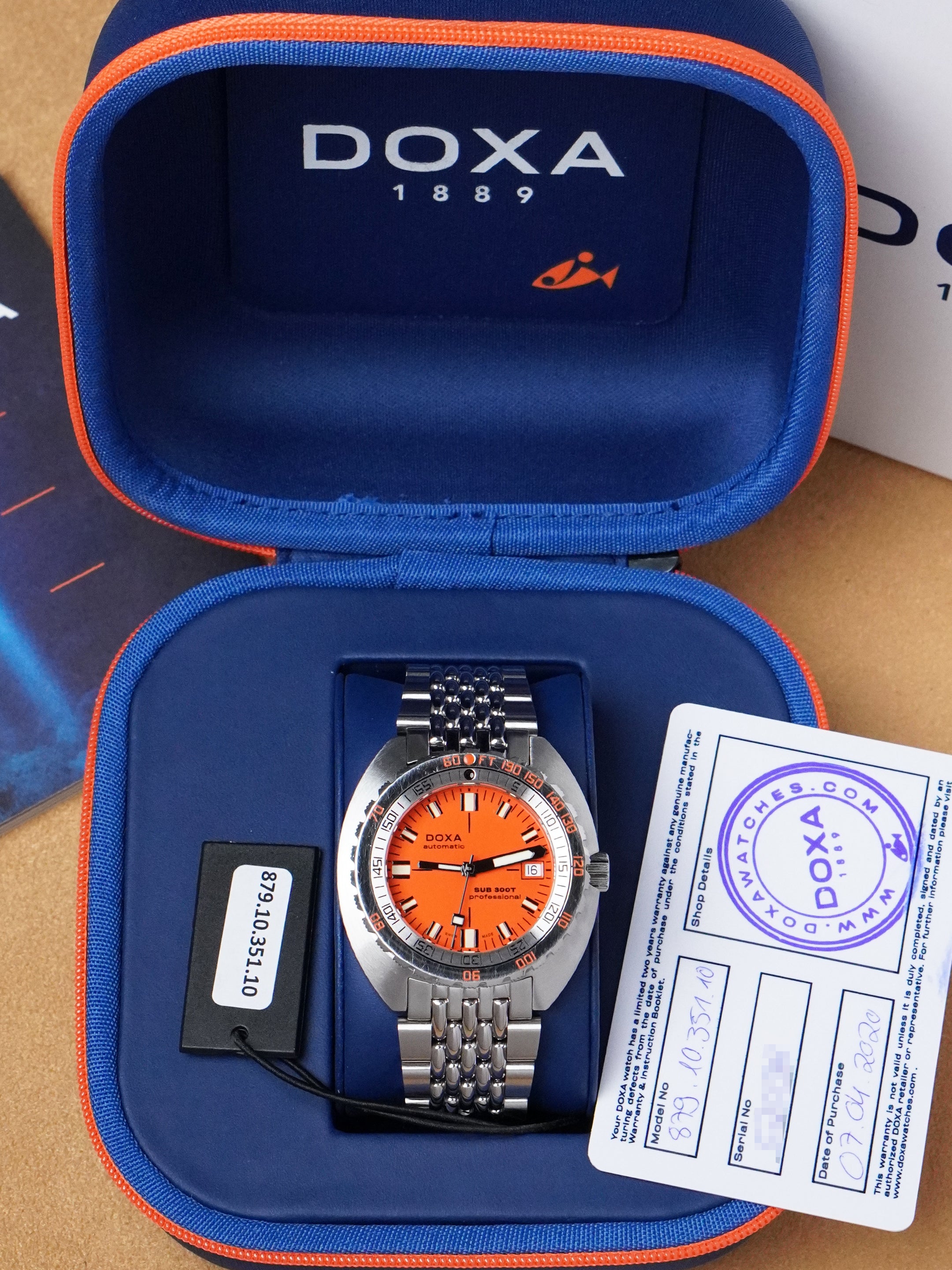 Doxa Sub 300T 50th Anniversary Edition 879.10.351.10 - Orange Dial, Automatic, Full Set (2020)