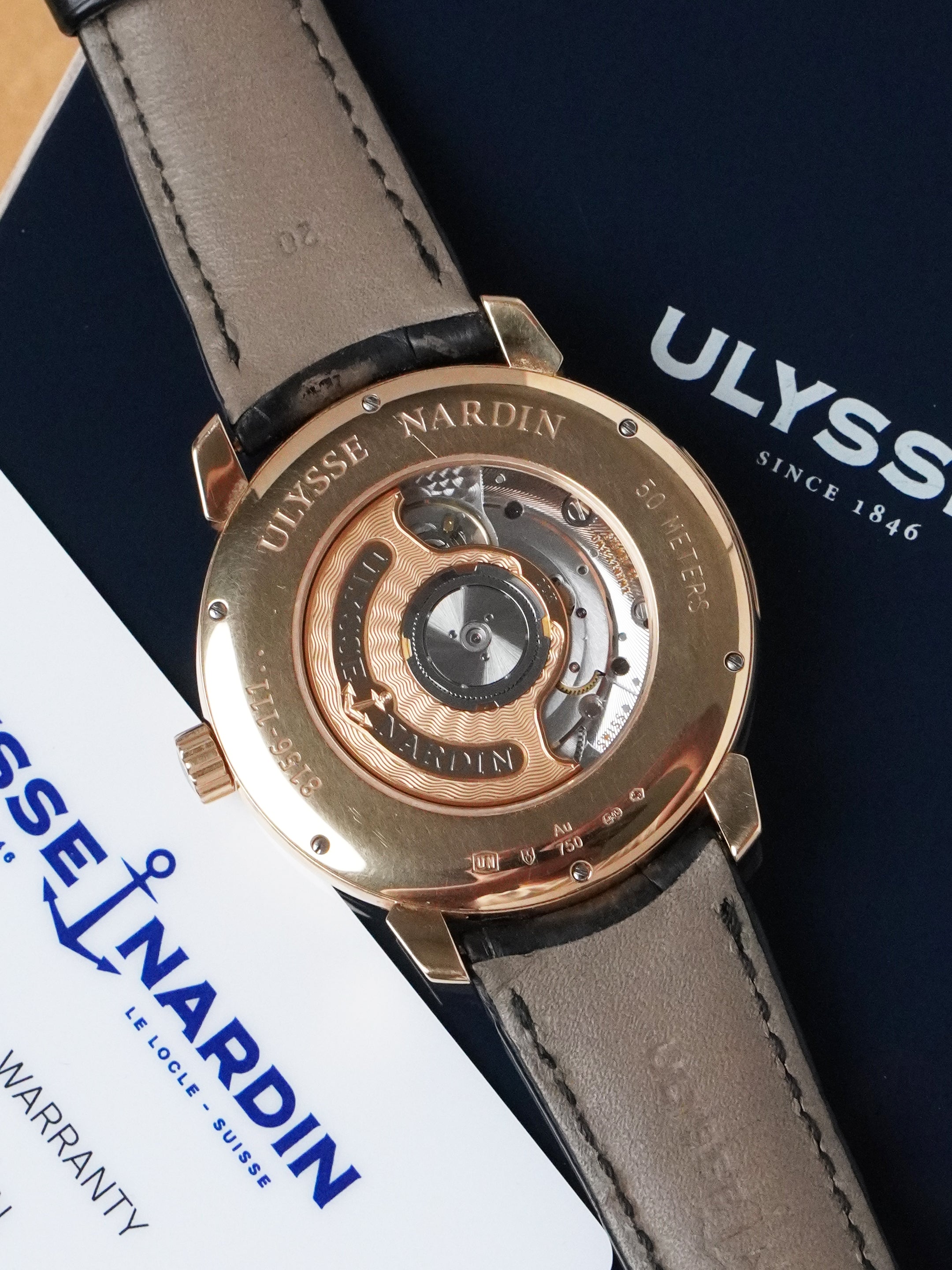 Ulysse Nardin San Marco 8156-111-2/92 - 18k 750 Yellow Gold, Black Dial, Full Set (2022)