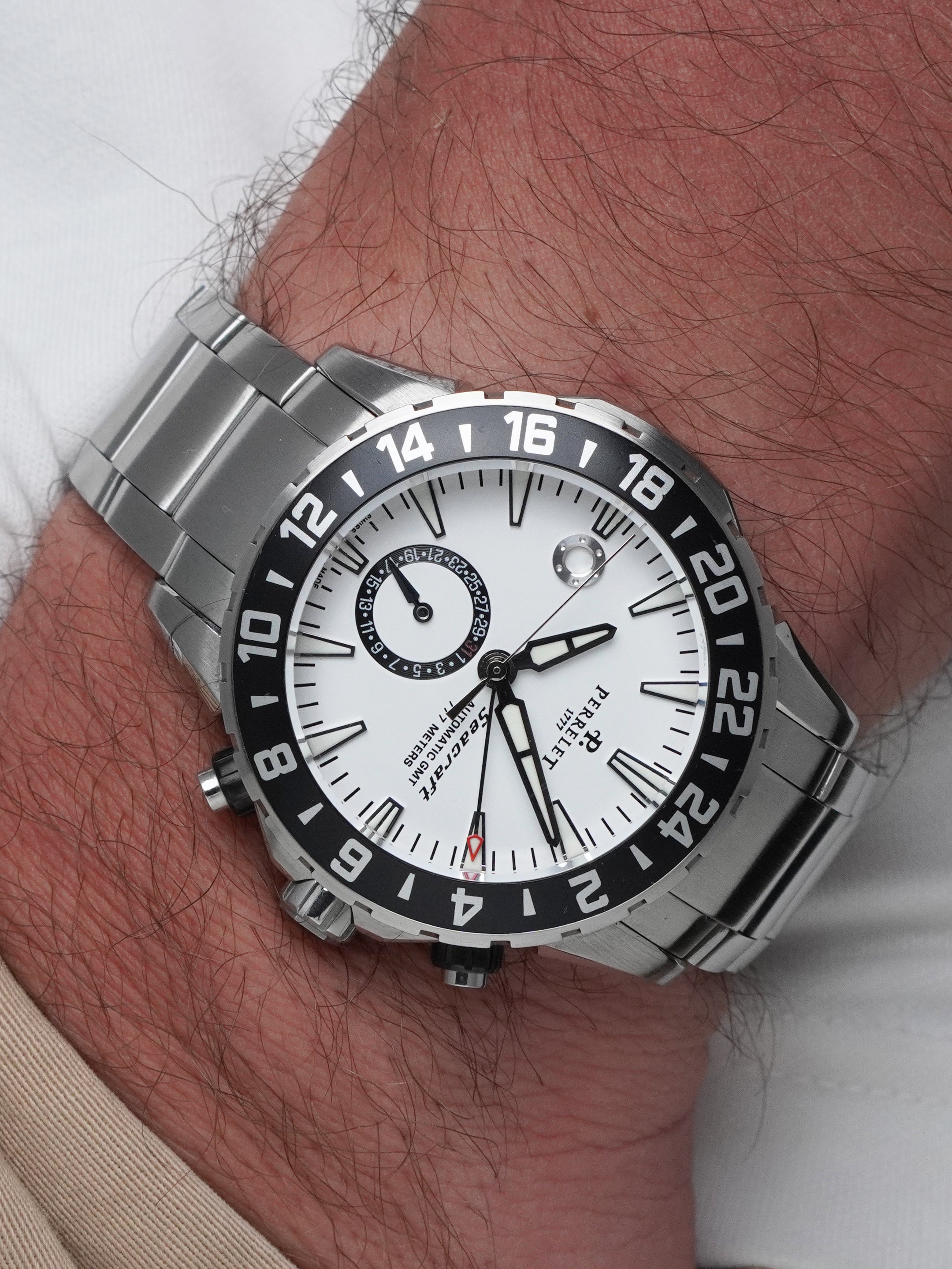 Perrelet Seacraft GMT A1055/A - Stainless Steel, White Dial, Automatic, Full Set (2011)