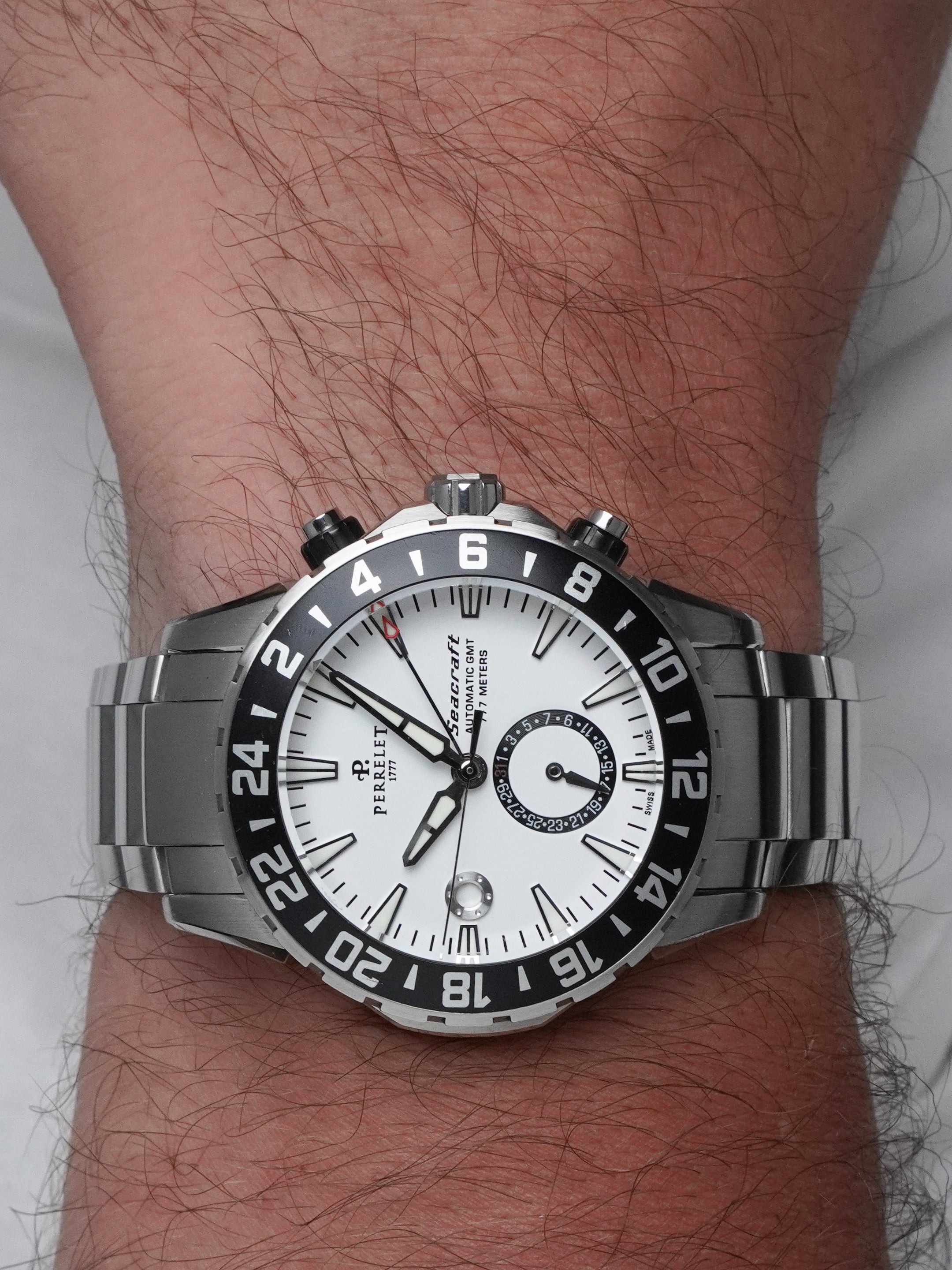 Perrelet Seacraft GMT A1055/A - Stainless Steel, White Dial, Automatic, Full Set (2011)