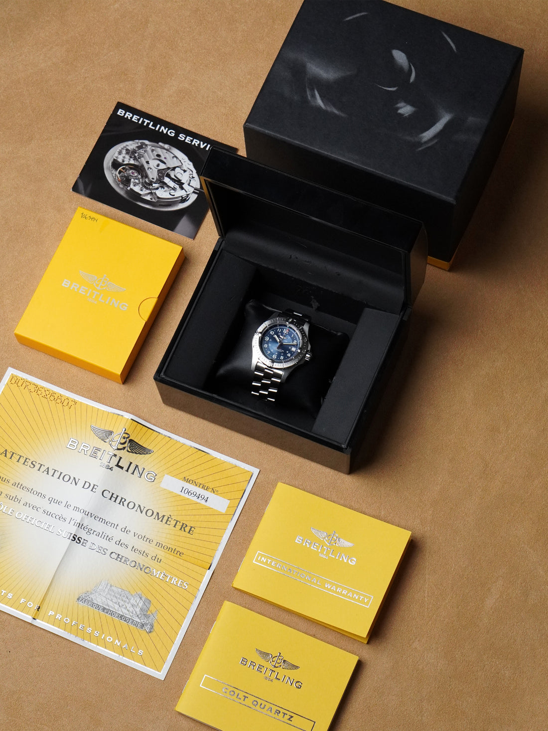 Breitling Colt A74380 - Stainless Steel, Blue Dial, Quartz, Full Set (2008)