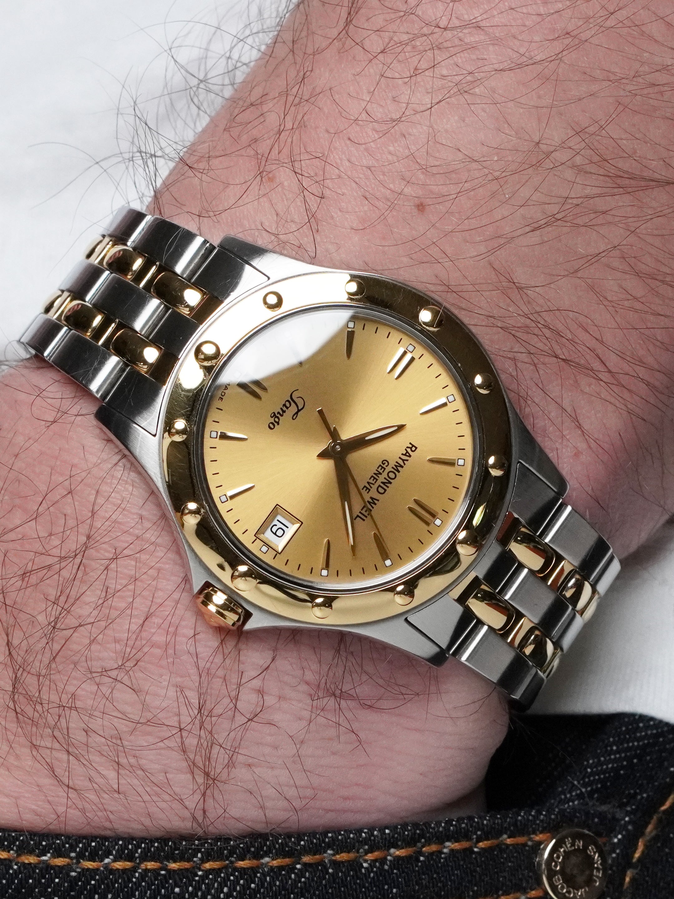 Raymond Weil Tango 5590 - Gold / Steel, Gold Dial, Quartz, Full Set (2005)