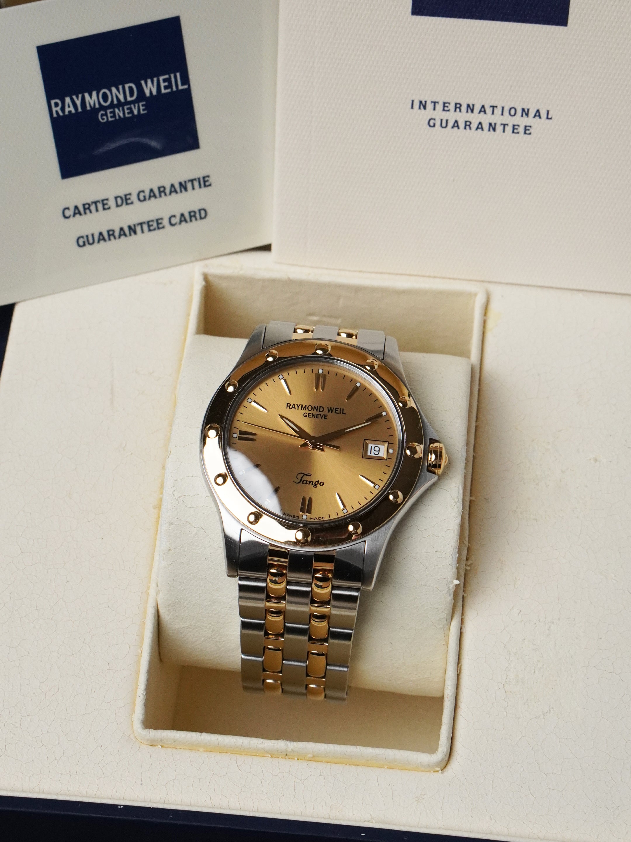 Raymond Weil Tango 5590 - Gold / Steel, Gold Dial, Quartz, Full Set (2005)