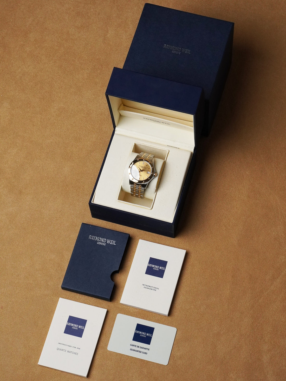 Raymond Weil Tango 5590 - Gold / Steel, Gold Dial, Quartz, Full Set (2005)